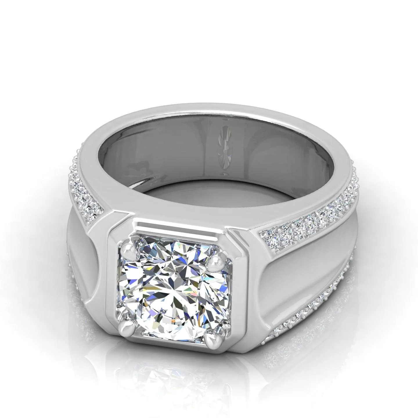 Certified F/VS 1.10Ct Single Diamond Mens Solitaire Ring - Image 4
