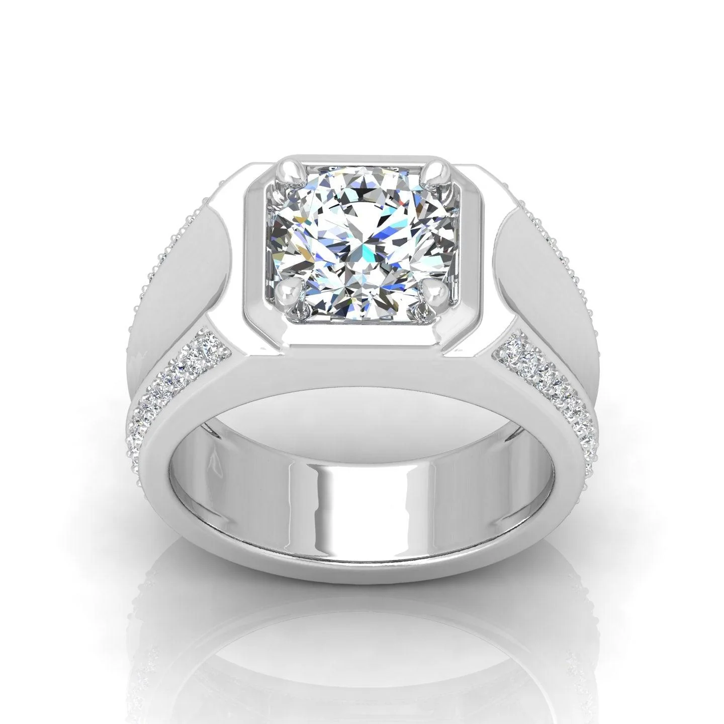 Certified F/VS 1.10Ct Single Diamond Mens Solitaire Ring - Image 5