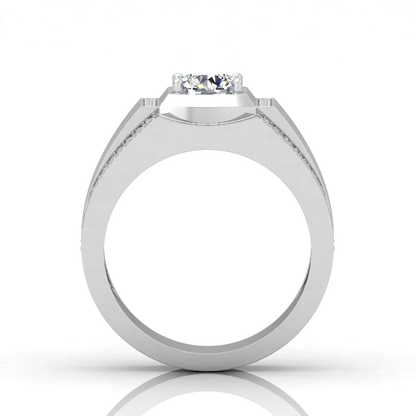 Certified F/VS 1.20Ct Round Diamond Mens Solitaire Ring - Image 5