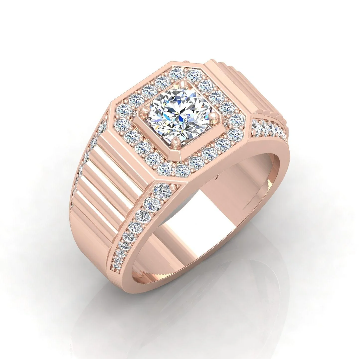 Certified F/VS 1.50Ct Round Diamond Mens Solitaire Hip Hop Ring - Image 3