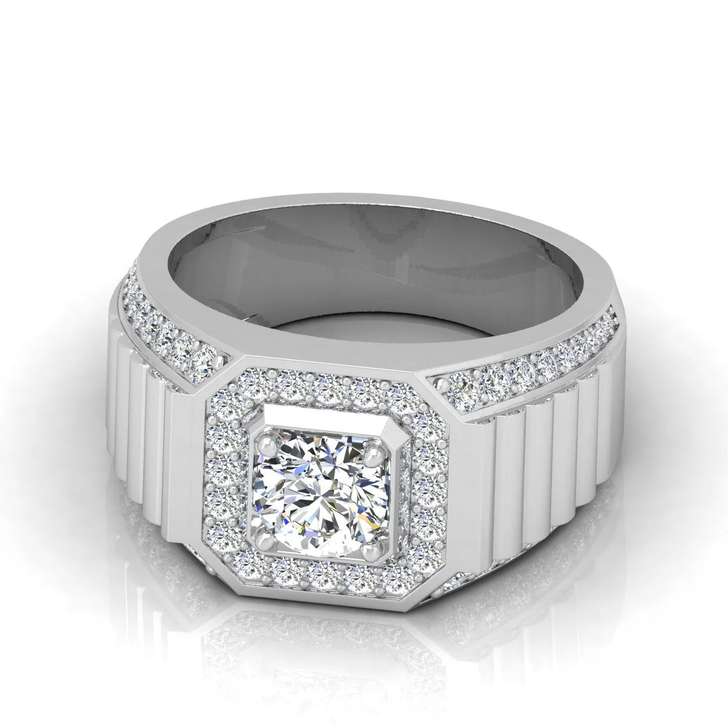 Certified F/VS 1.50Ct Round Diamond Mens Solitaire Hip Hop Ring - Image 4