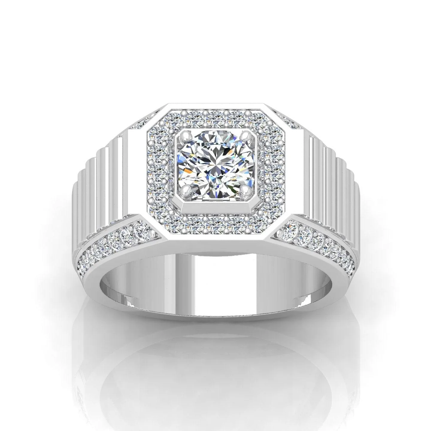 Certified F/VS 1.50Ct Round Diamond Mens Solitaire Hip Hop Ring - Image 5