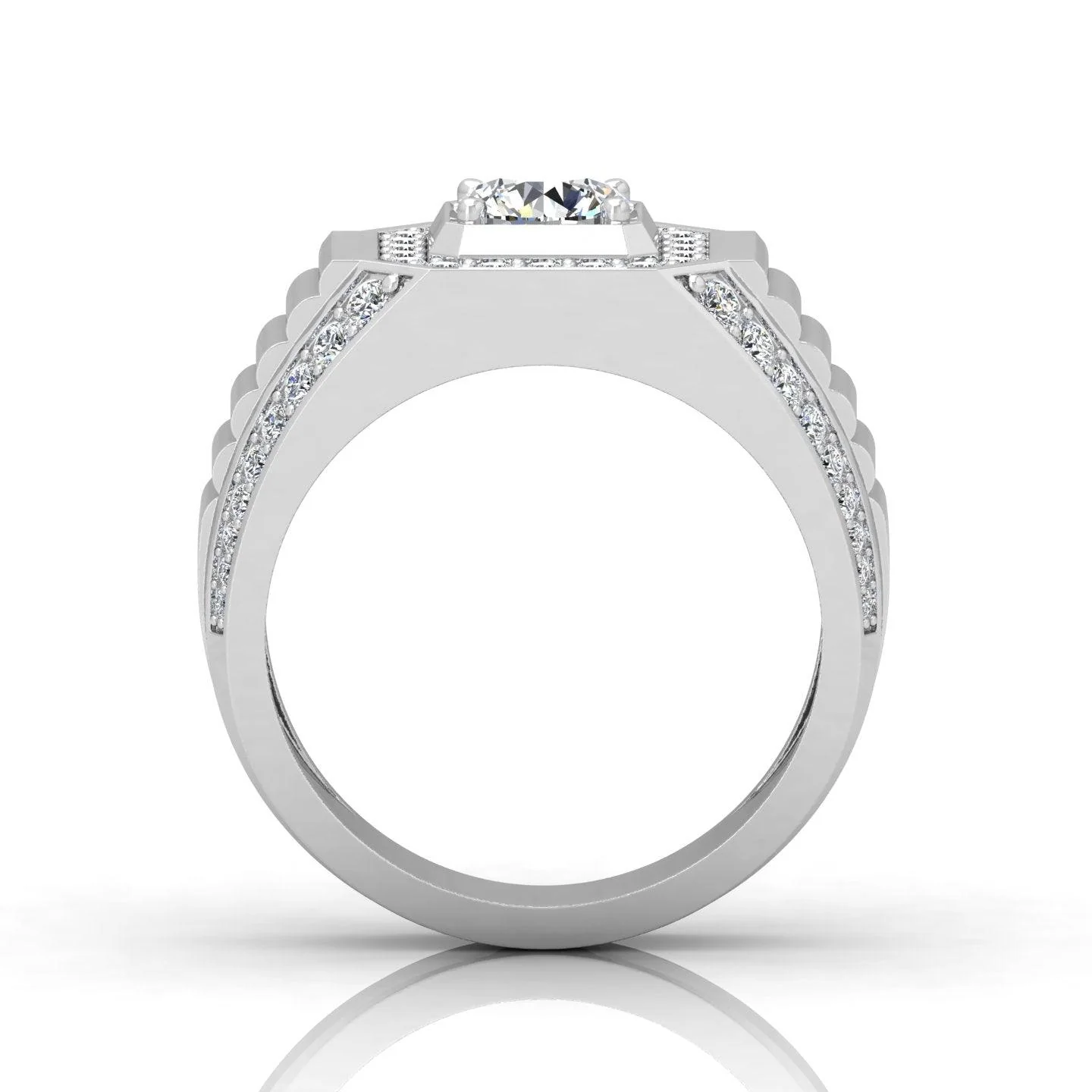 Certified F/VS 1.50Ct Round Diamond Mens Solitaire Hip Hop Ring - Image 6