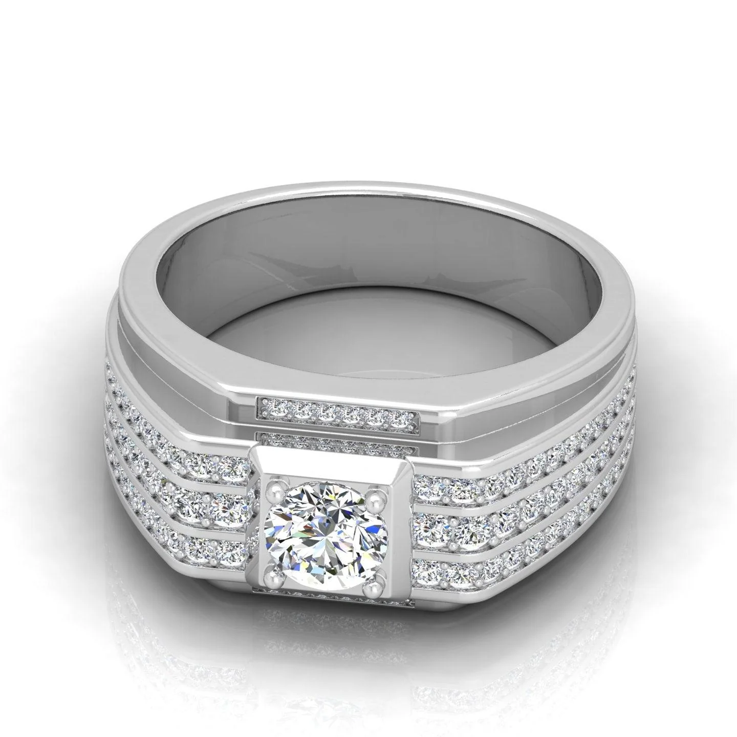 Certified 1.50ct Round Diamond Solitaire with Accents Engagement Ring for Him - Image 4