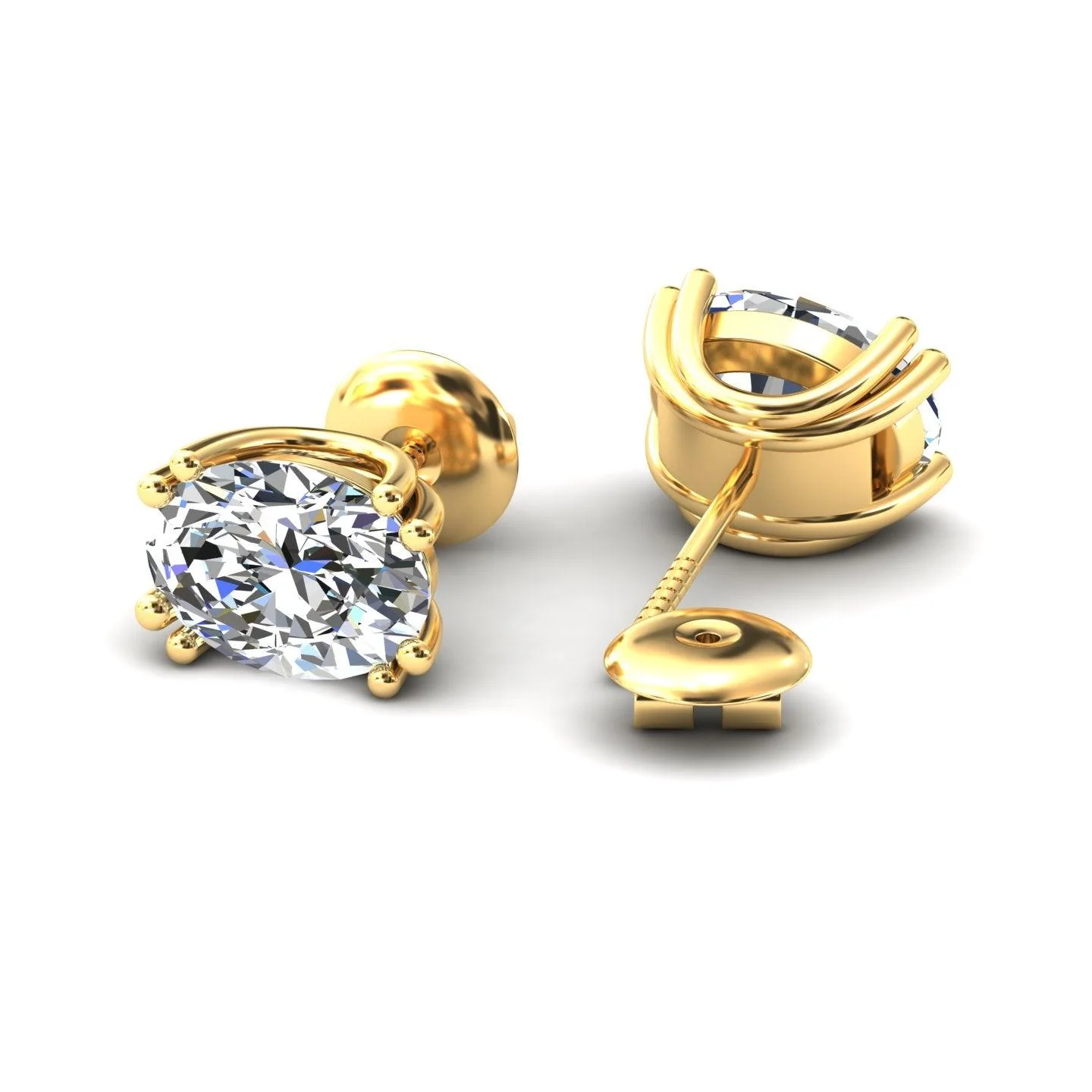 Certified F/VS 3.00Ct Oval Diamond Stud Earrings in 18k Gold / Platinum - Image 2