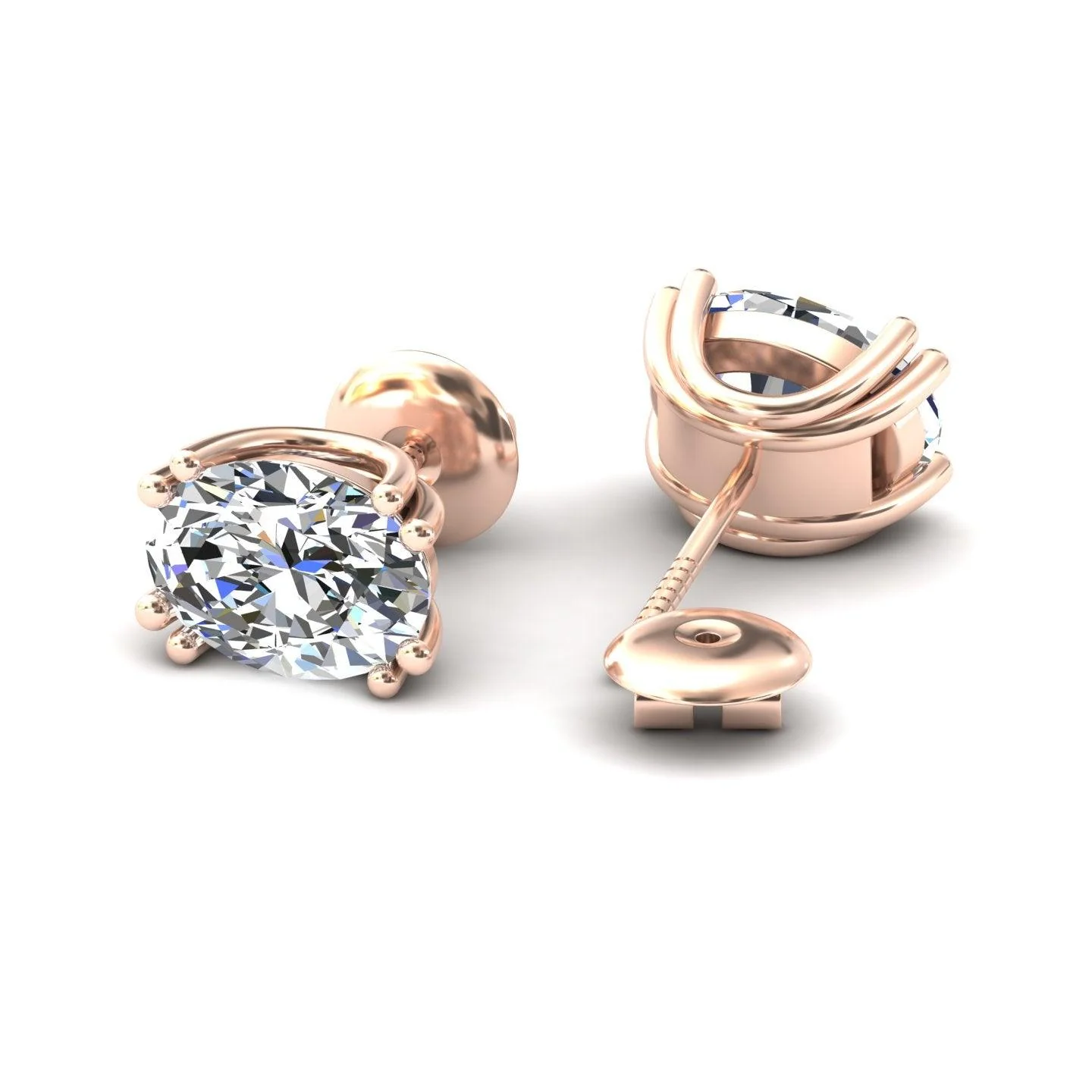 Certified F/VS 3.00Ct Oval Diamond Stud Earrings in 18k Gold / Platinum - Image 3