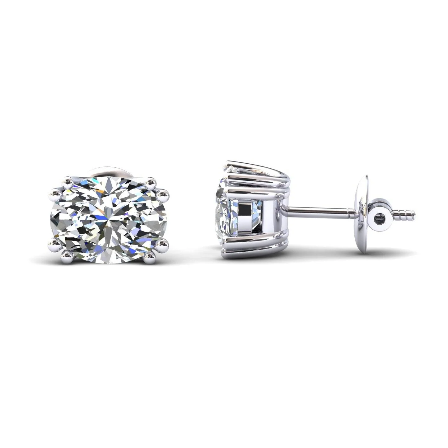 Certified F/VS 3.00Ct Oval Diamond Stud Earrings in 18k Gold / Platinum - Image 4