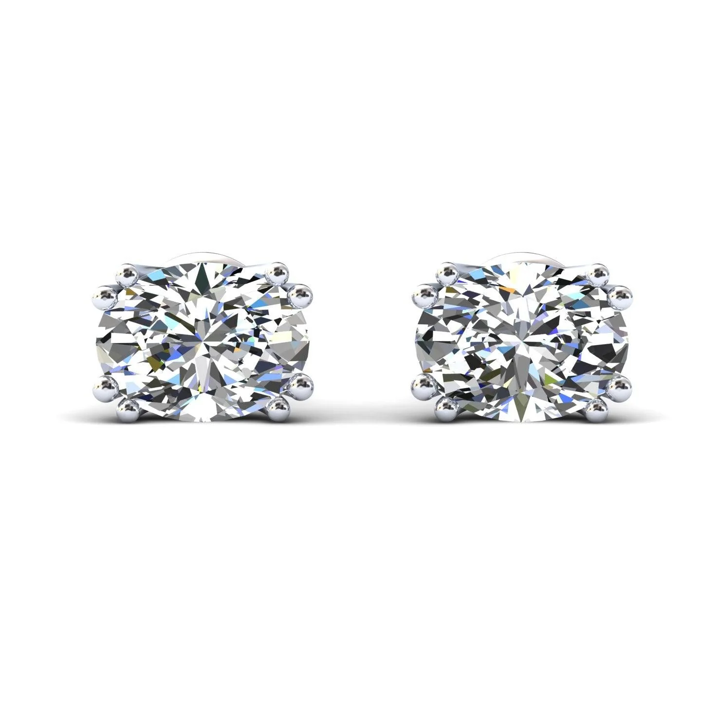 Certified F/VS 3.00Ct Oval Diamond Stud Earrings in 18k Gold / Platinum - Image 8