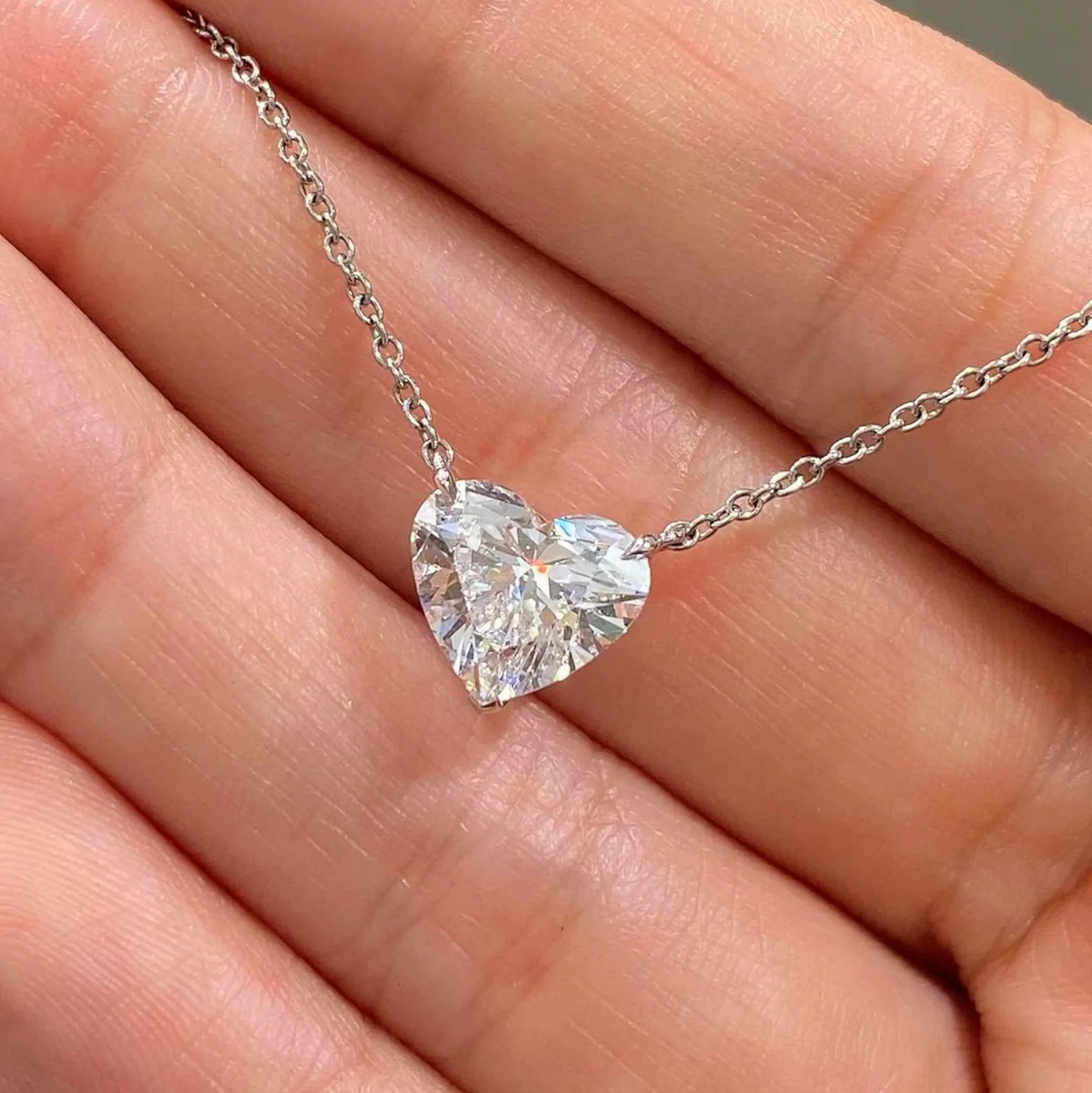 Certified 2.00Ct Heart Diamond Amada Solitaire Pendant Necklace for Women - Image 2