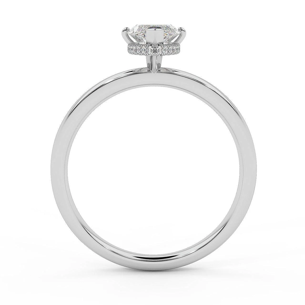 Certified Marquise Diamond Hidden Halo Engagement Ring - Image 3
