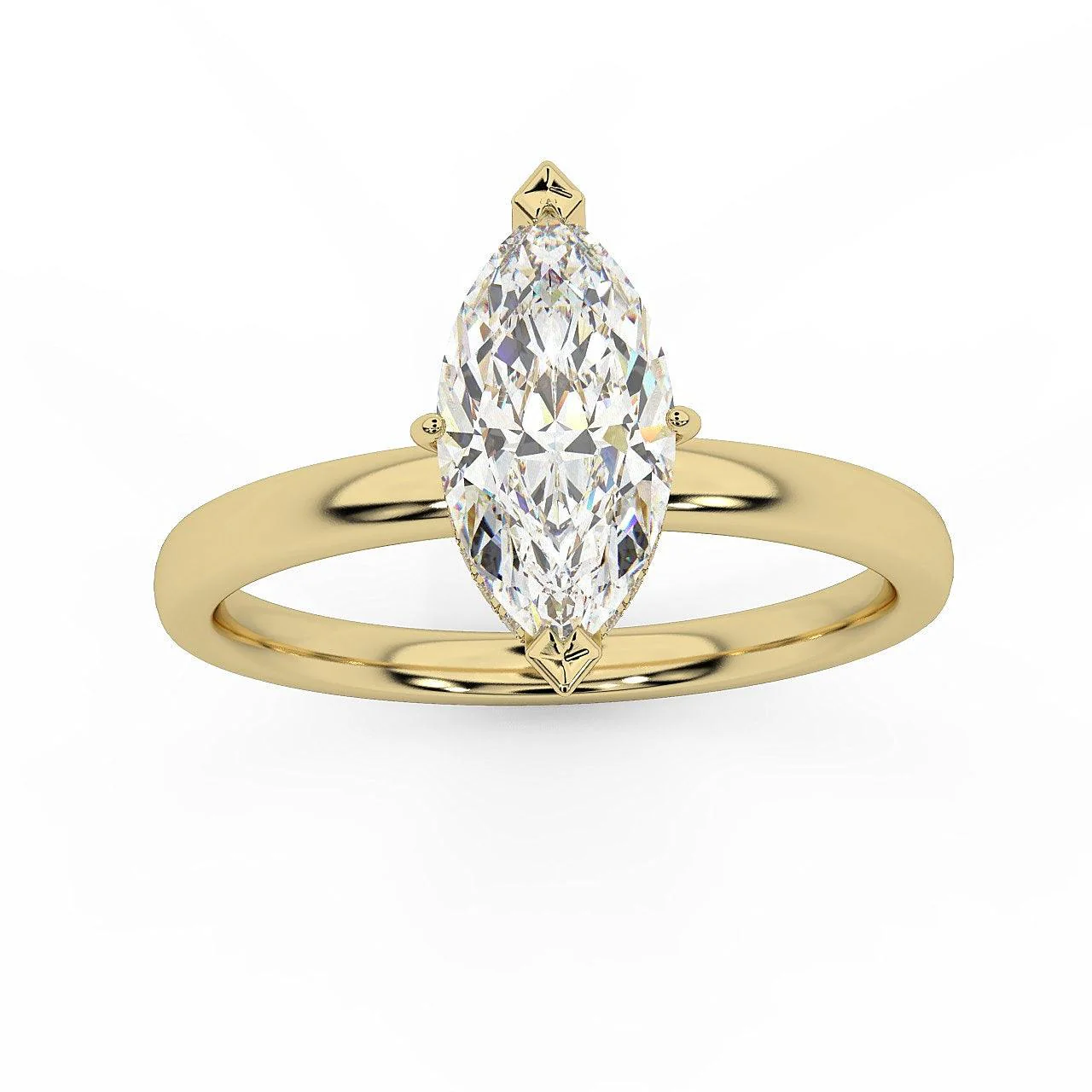 Certified Marquise Diamond Hidden Halo Engagement Ring - Image 6
