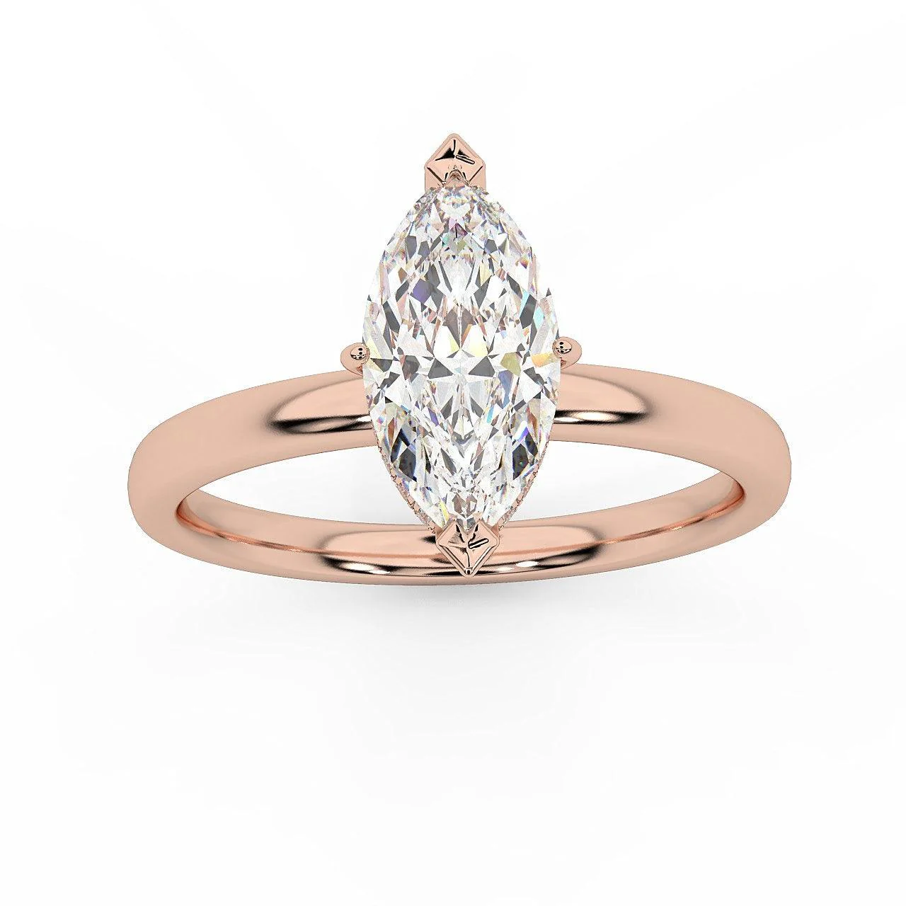 Certified Marquise Diamond Hidden Halo Engagement Ring - Image 7