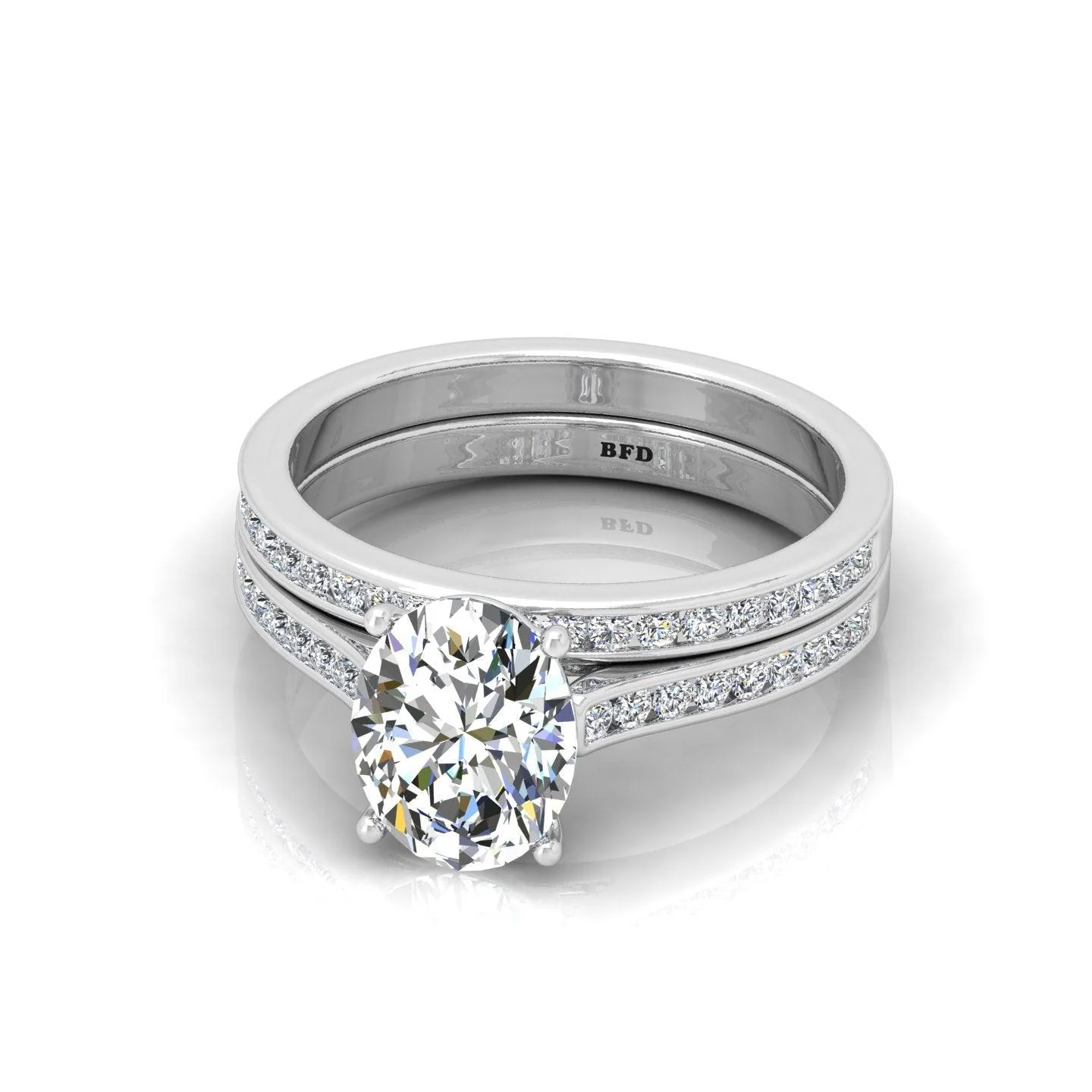 Certified Oval Diamond Bridal Set Engagement Ring With Matching Band 2.00Carat E/VS - Image 10
