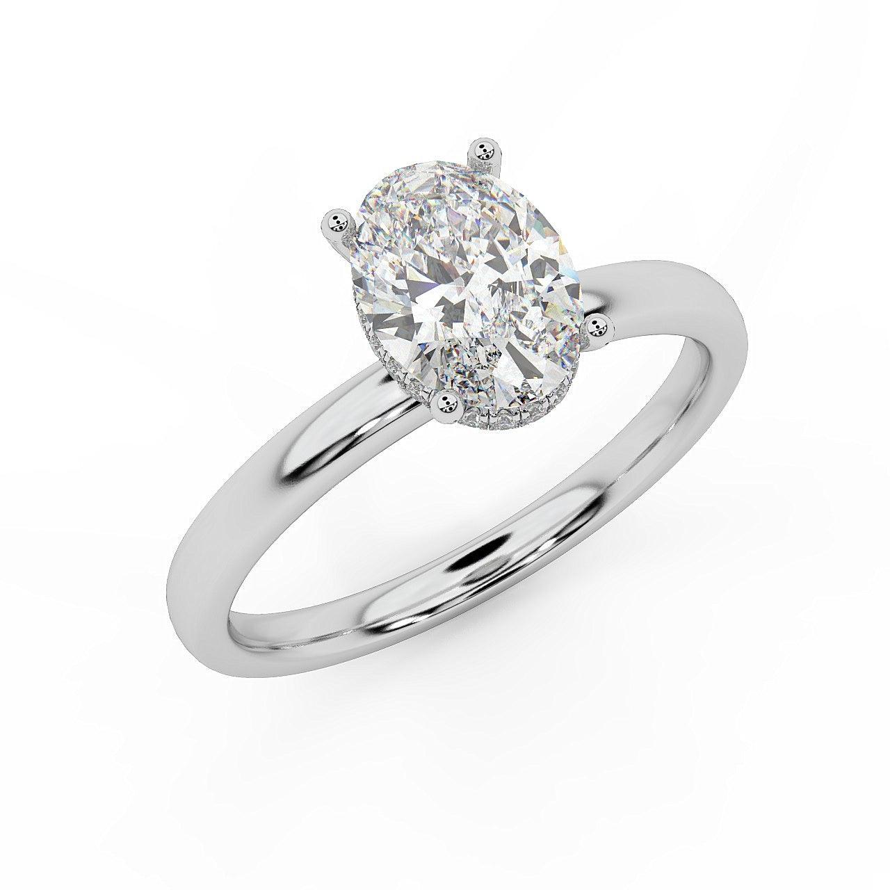 Certified Oval Diamond Hidden Halo Engagement Ring - 1.00Ct - 3.00Ct - Image 4