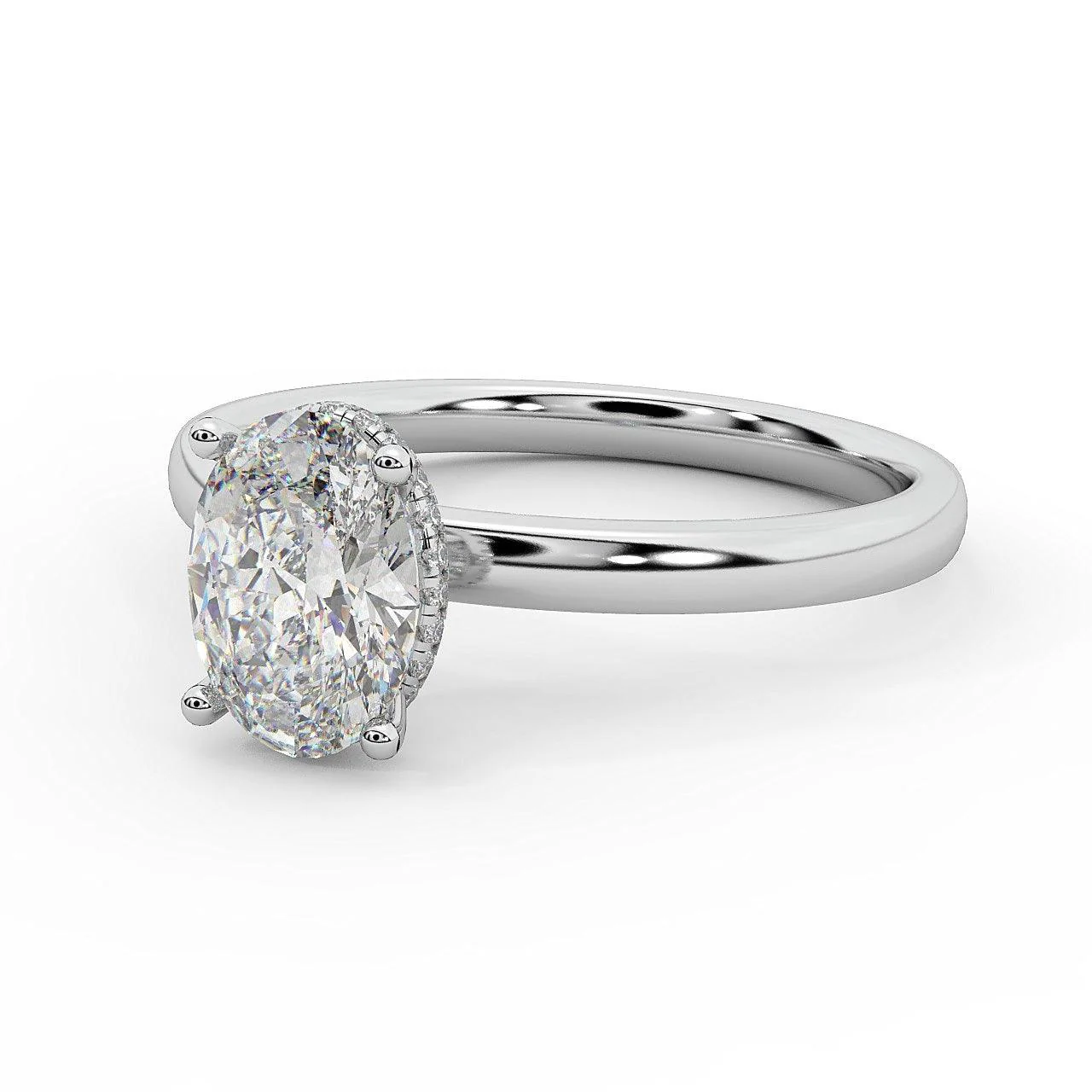 Certified Oval Diamond Hidden Halo Engagement Ring - 1.00Ct - 3.00Ct - Image 5