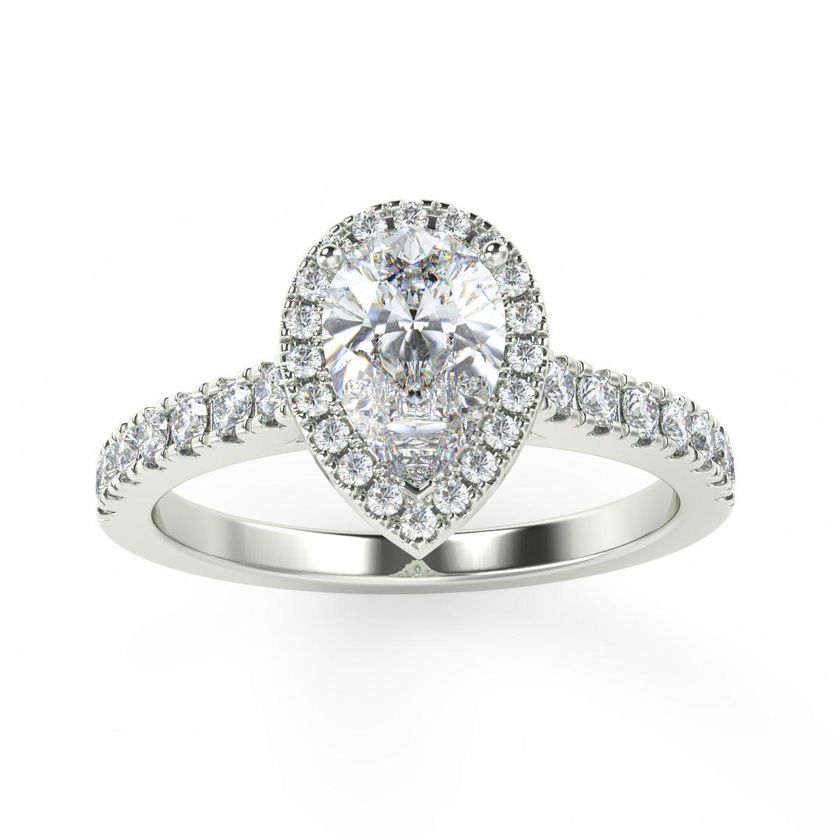 Certified F/VS 2.50Carat Pear Diamond Halo Ring in Hallmarked Yellow Gold - Image 9