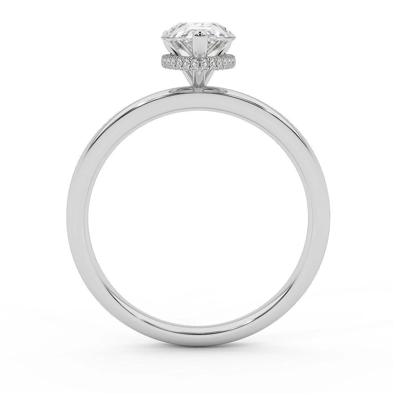 Top Quality D/VVS 1.10 Ct Certified Pear Diamond Hidden Halo Engagement Ring - Image 3