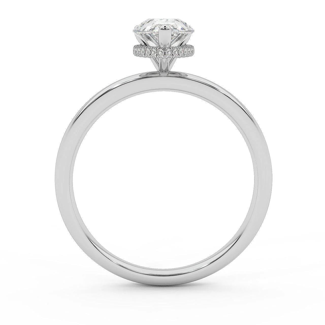 Certified Pear Diamond Hidden Halo Engagement Ring - Image 3