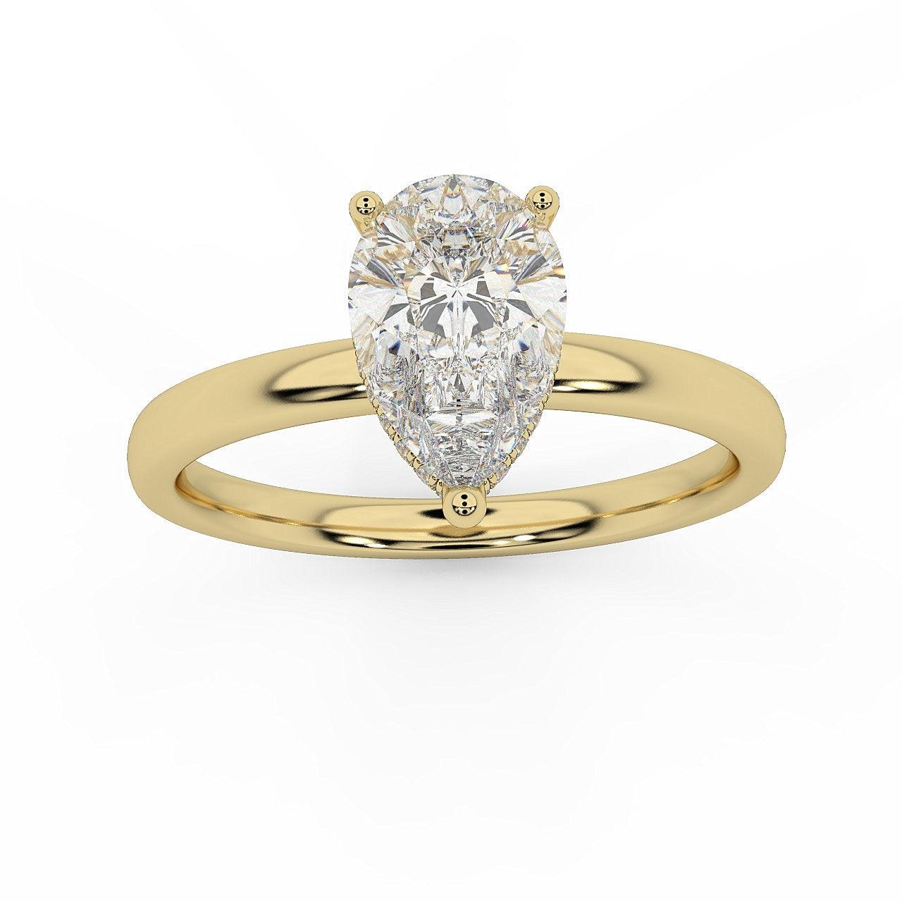 Certified Pear Diamond Hidden Halo Engagement Ring - Image 6
