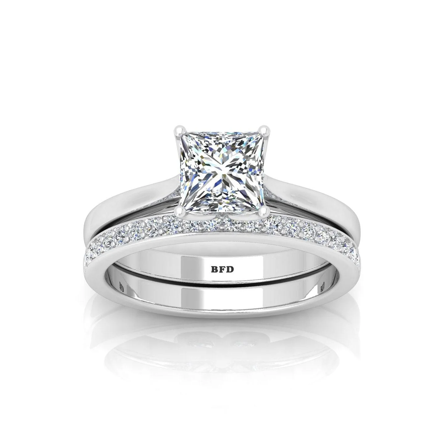 Certified Princess Diamond Bridal Set Engagement Ring - Image 3