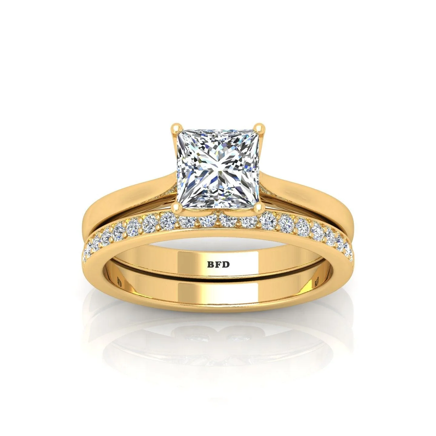 Certified Princess Diamond Bridal Set Engagement Ring - Image 4