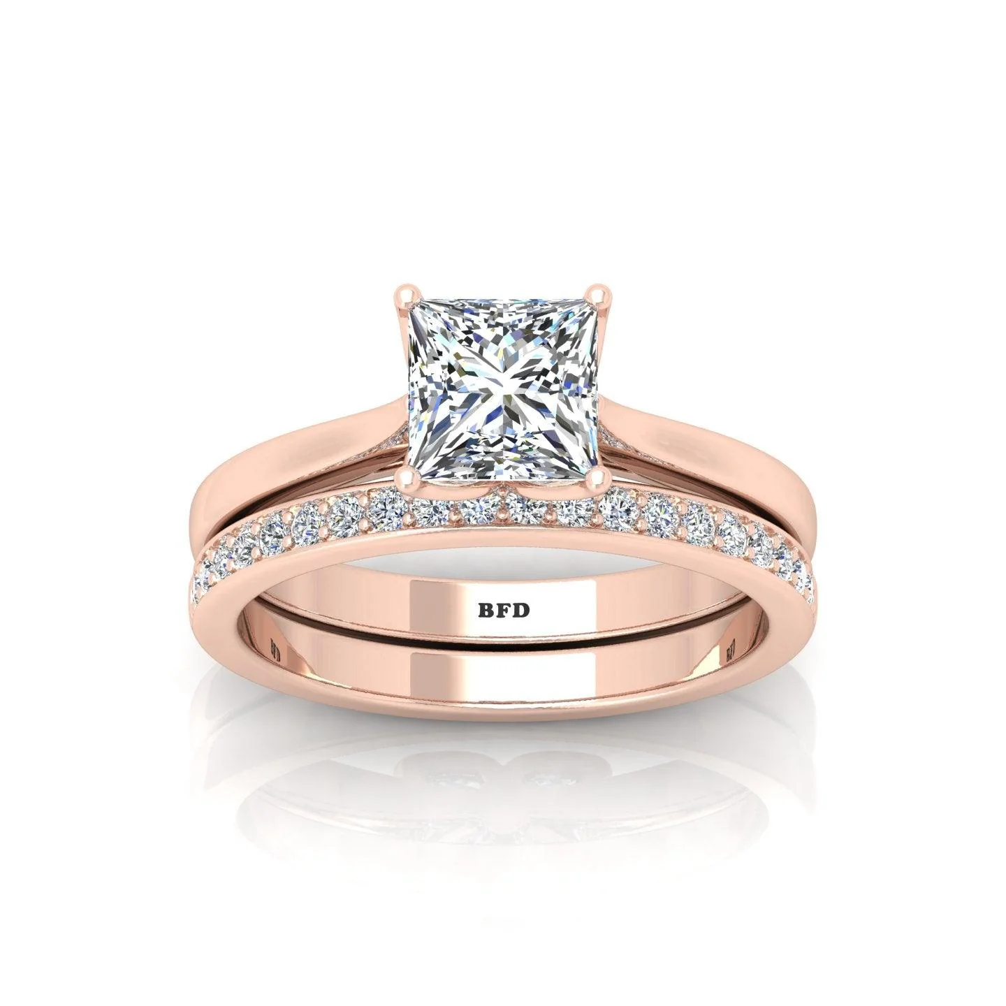 Certified Princess Diamond Bridal Set Engagement Ring - Image 5