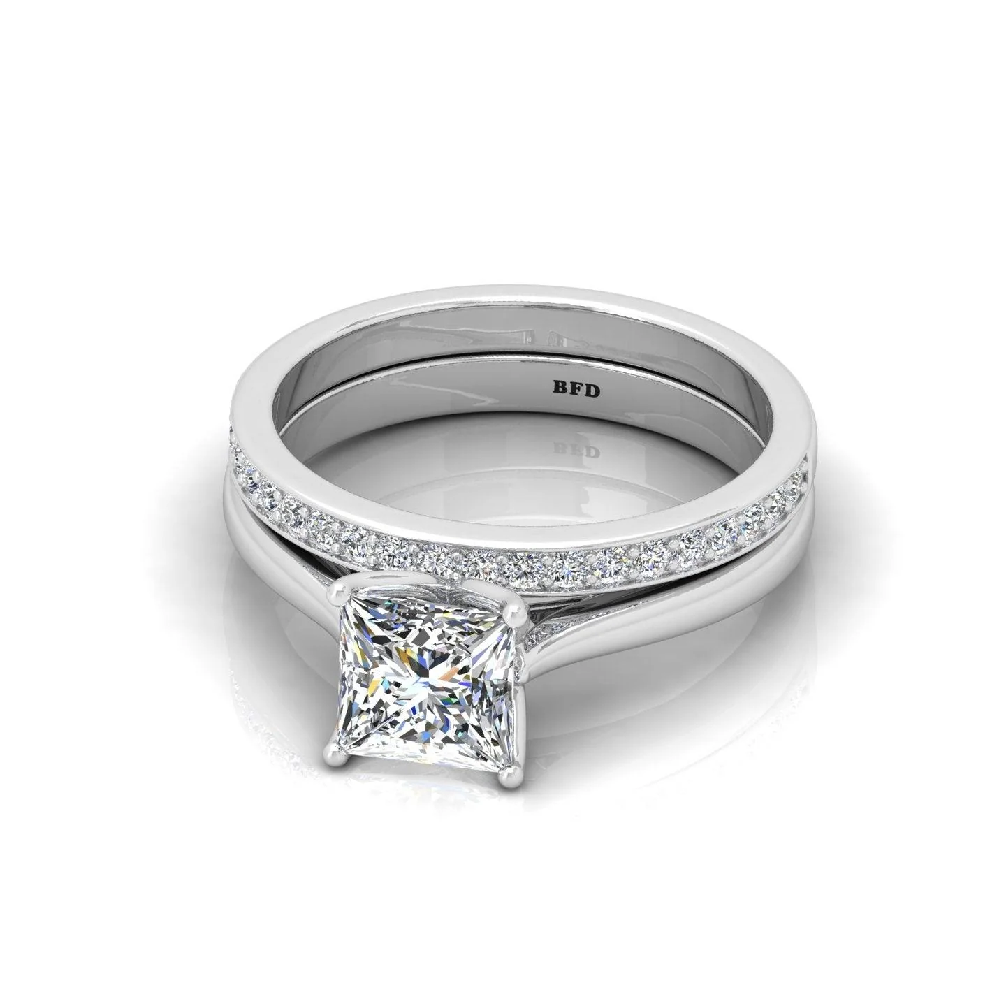 Certified Princess Diamond Bridal Set Engagement Ring - Image 8