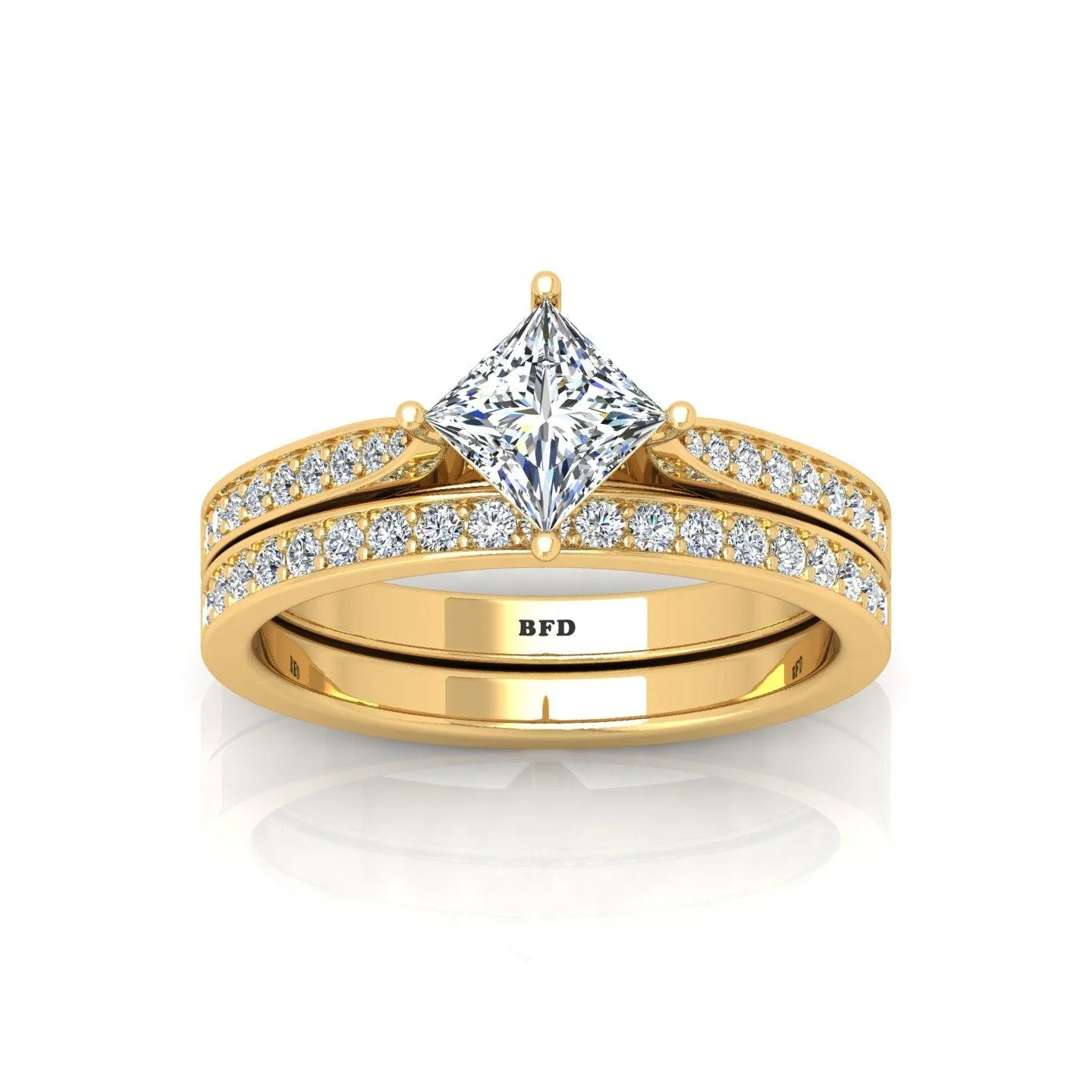 Certified Princess Diamond Engagement Ring With Diamond Matching Band 1.50Carat - Image 4