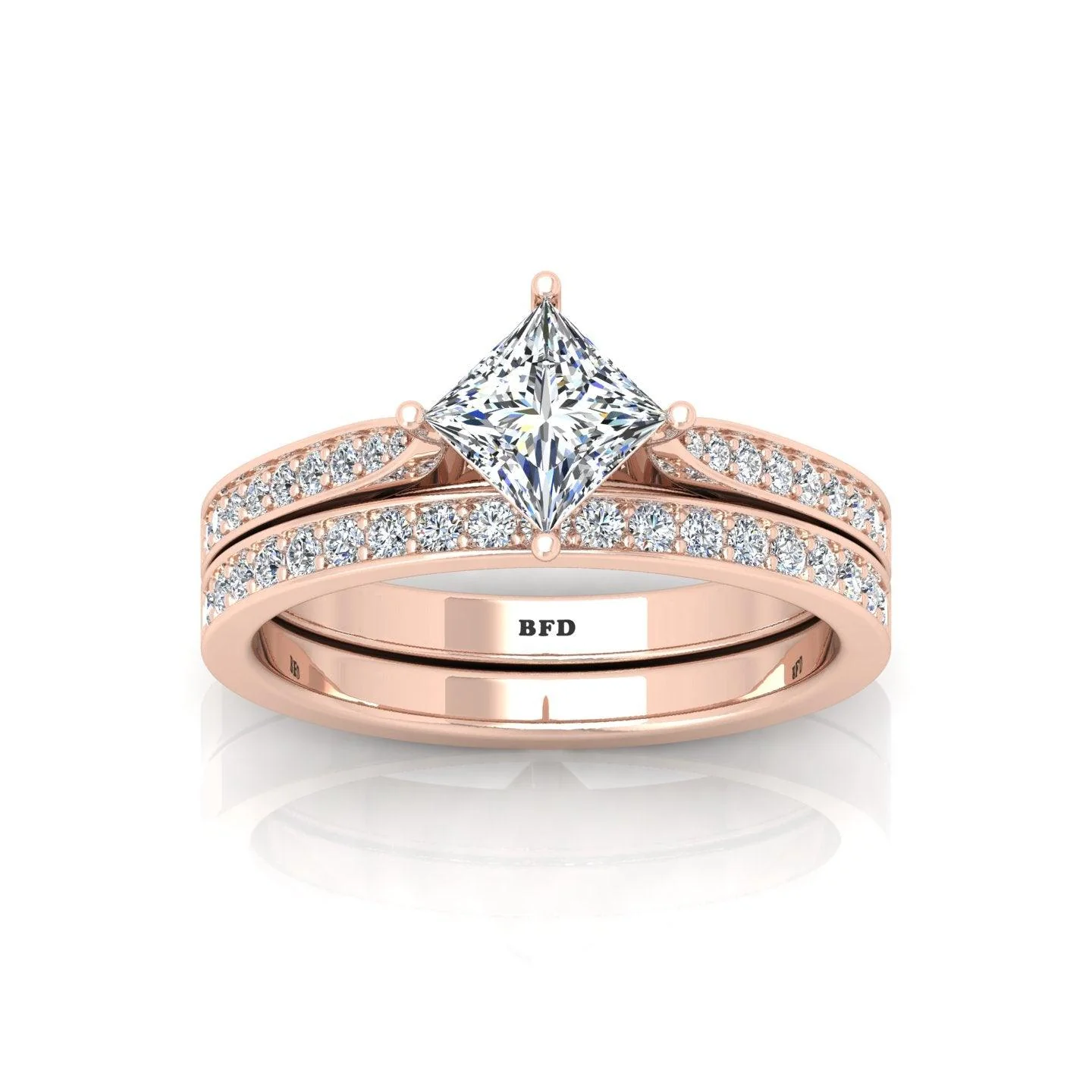 Certified Princess Diamond Engagement Ring With Diamond Matching Band 1.50Carat - Image 5