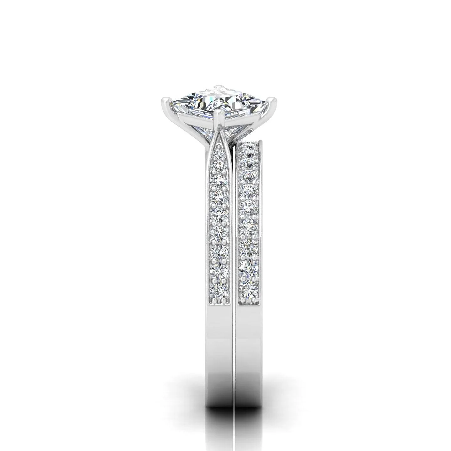 Certified Princess Diamond Engagement Ring With Diamond Matching Band 1.50Carat - Image 7