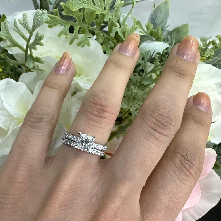 Certified Princess Diamond Engagement Ring With Matching Band 2.00Carat - Image 4