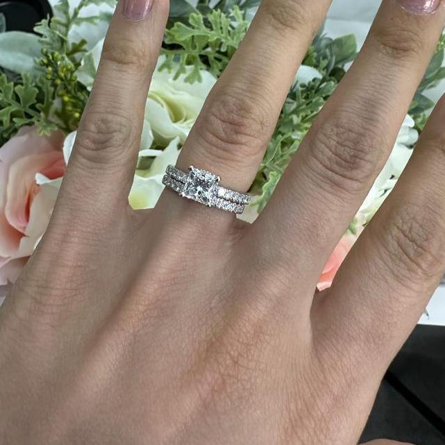 Certified Princess Diamond Engagement Ring With Matching Band 2.00Carat - Image 6