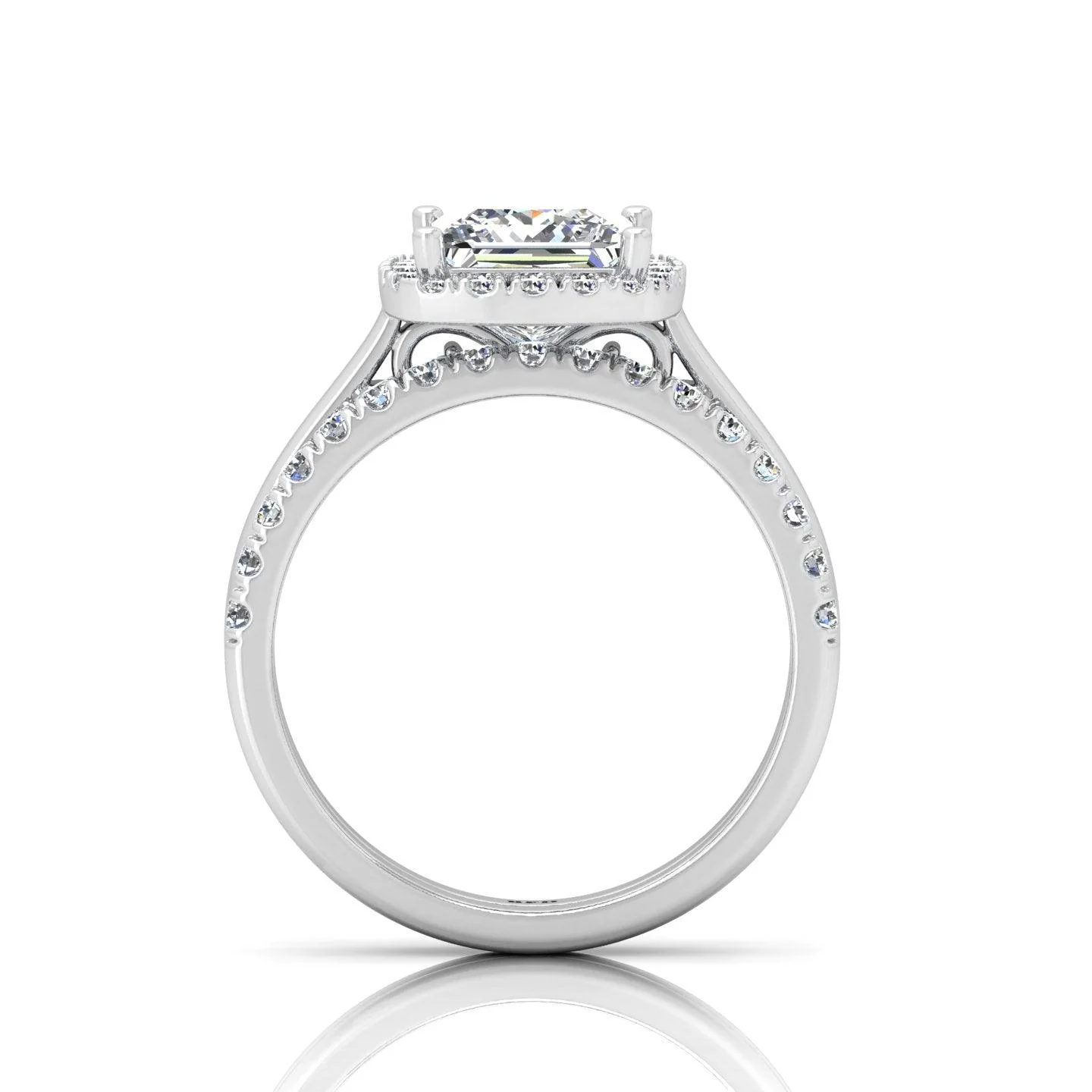 Certified Princess Diamond Halo Engagement Ring With Diamond Matching Band 1.50Carat - Image 5