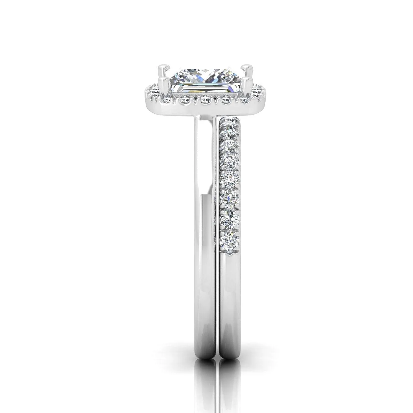 Certified Princess Diamond Halo Engagement Ring With Diamond Matching Band 1.50Carat - Image 6