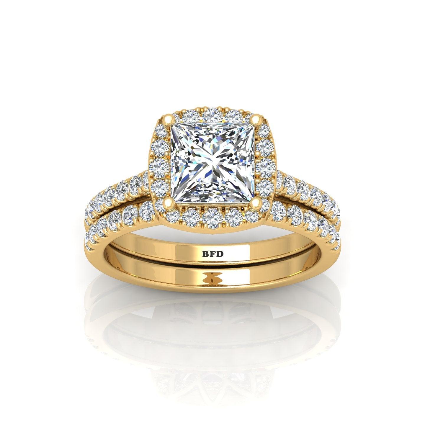 Certified Princess Diamond Halo Engagement Ring With Matching Band 2.00Carat - Image 10