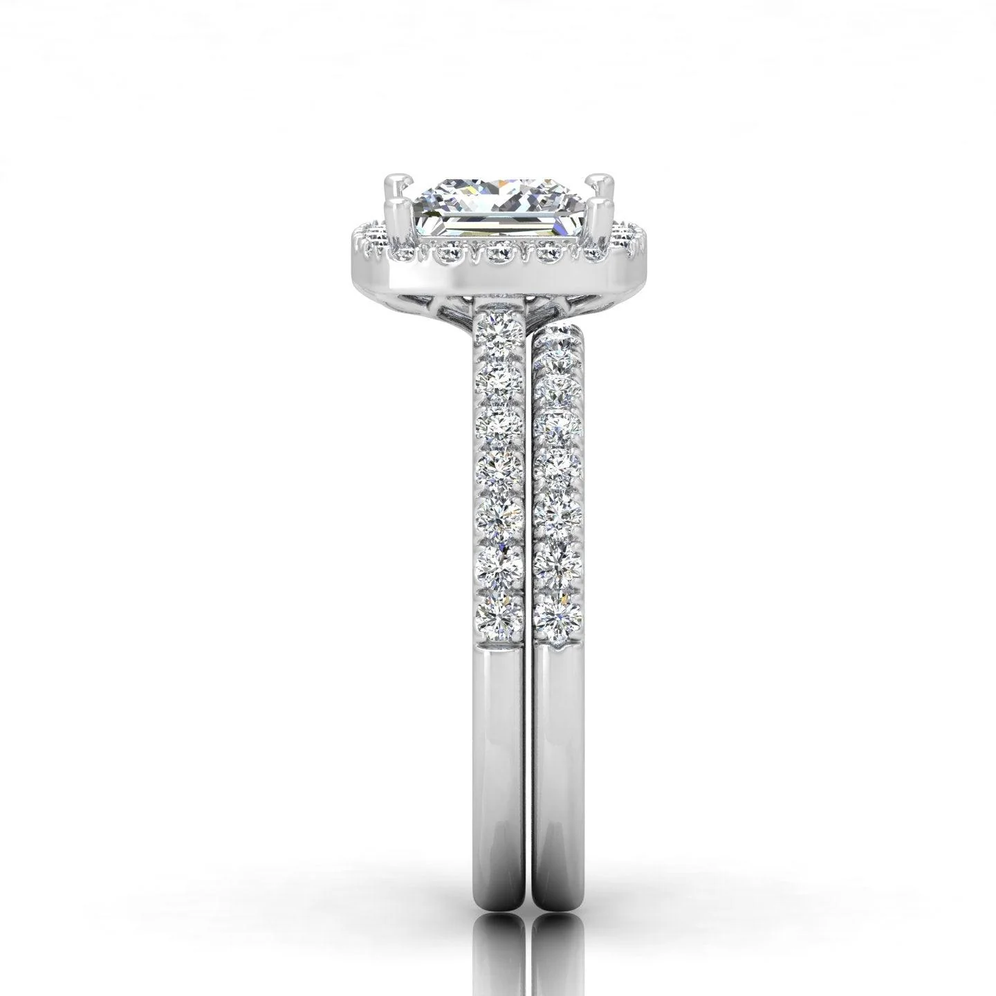 Certified Princess Diamond Halo Engagement Ring With Matching Band 2.00Carat - Image 4