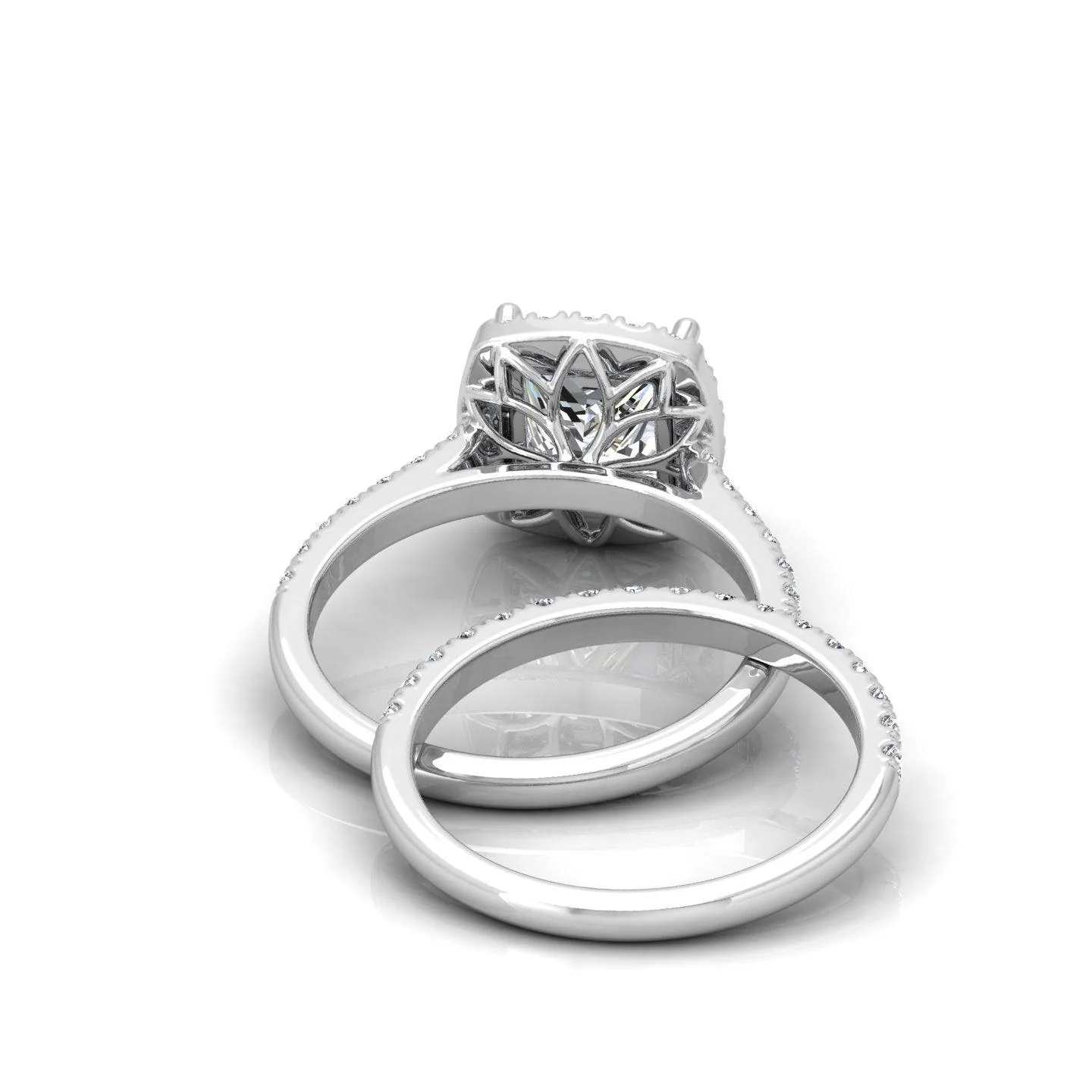 Certified Princess Diamond Halo Engagement Ring With Matching Band 2.00Carat - Image 7