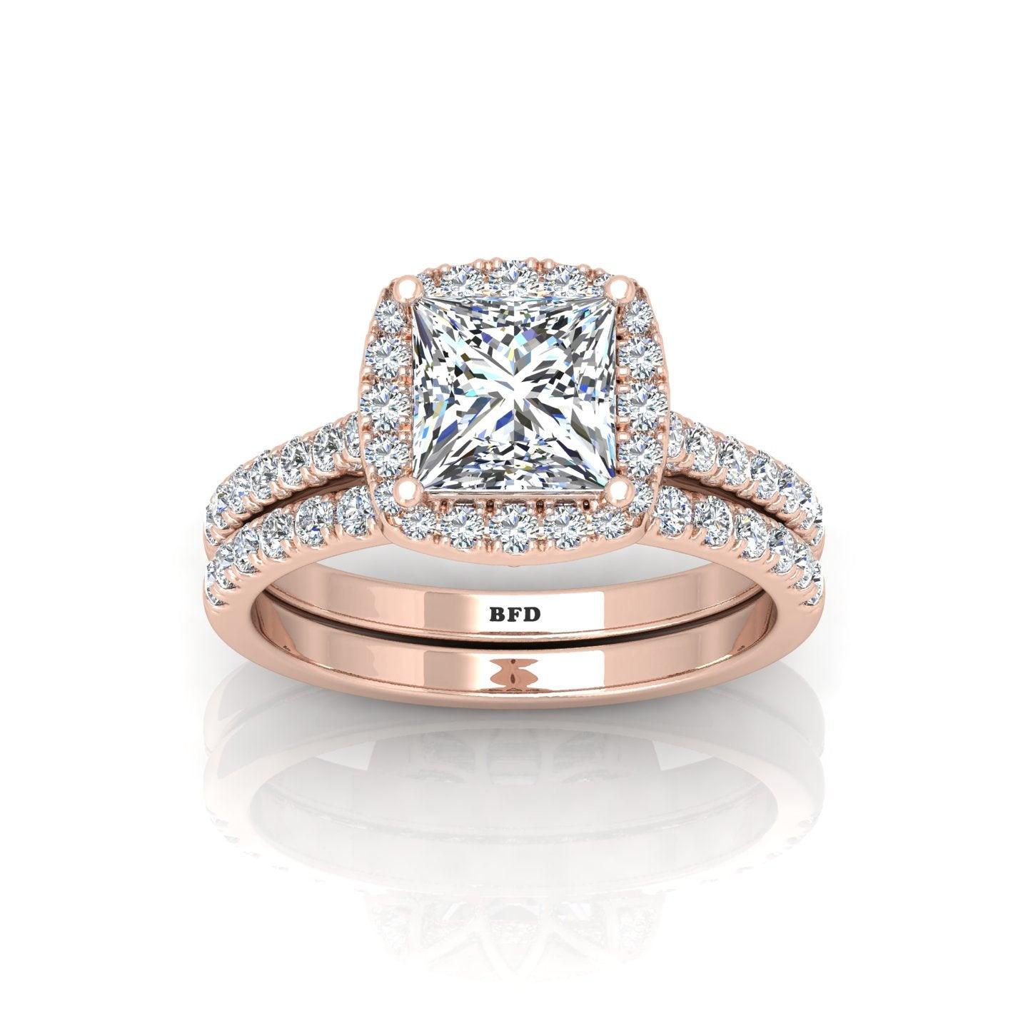 Certified Princess Diamond Halo Engagement Ring With Matching Band 2.00Carat - Image 9