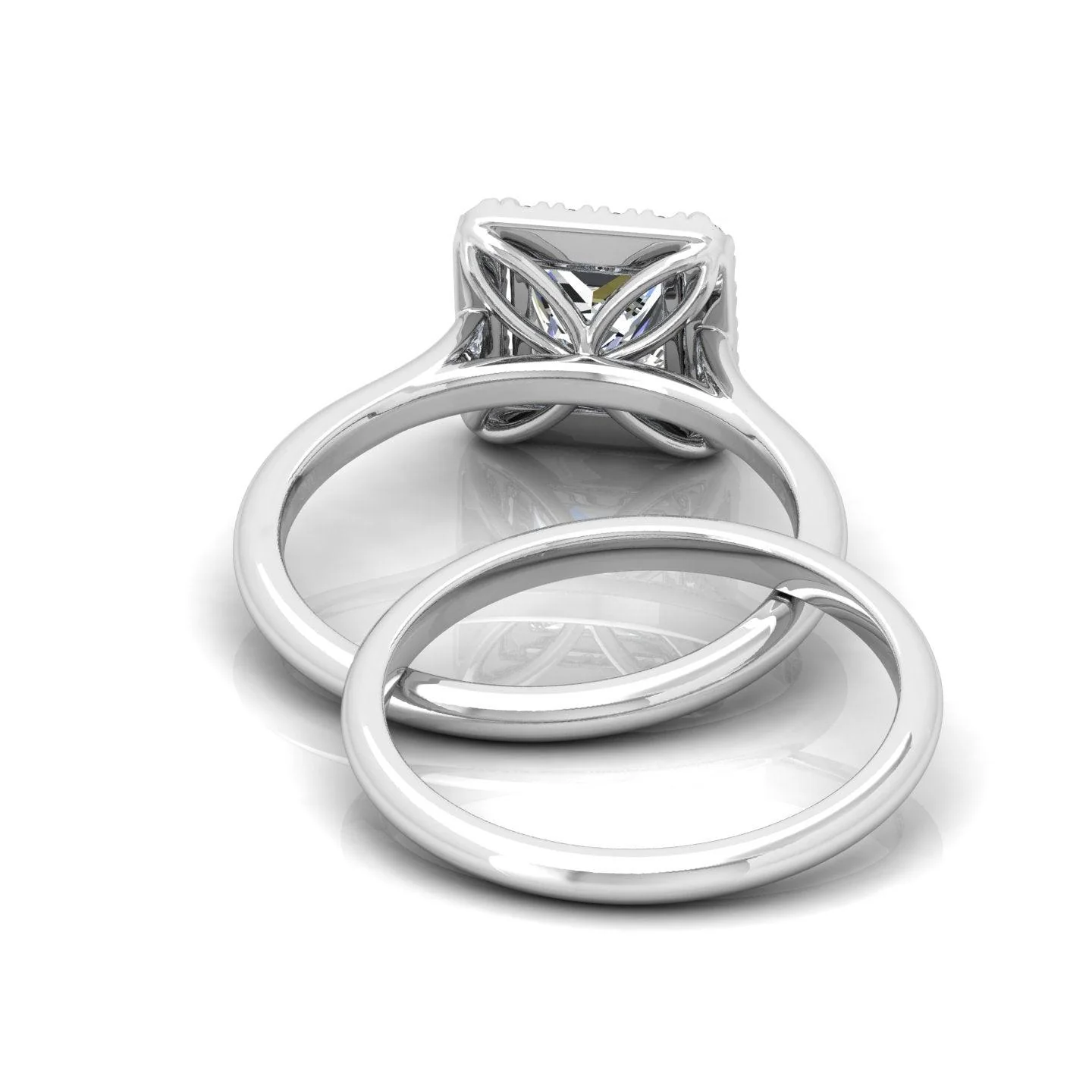 Certified Princess Diamond Halo Engagement Ring With Matching Band 1.20Carat - Image 4
