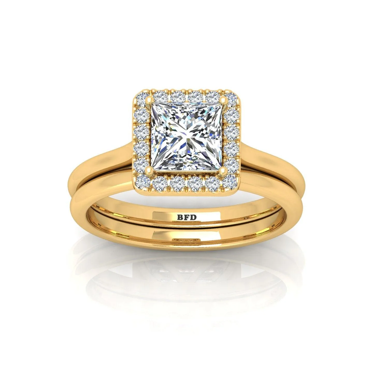 Certified Princess Diamond Halo Engagement Ring With Matching Band 1.20Carat - Image 8