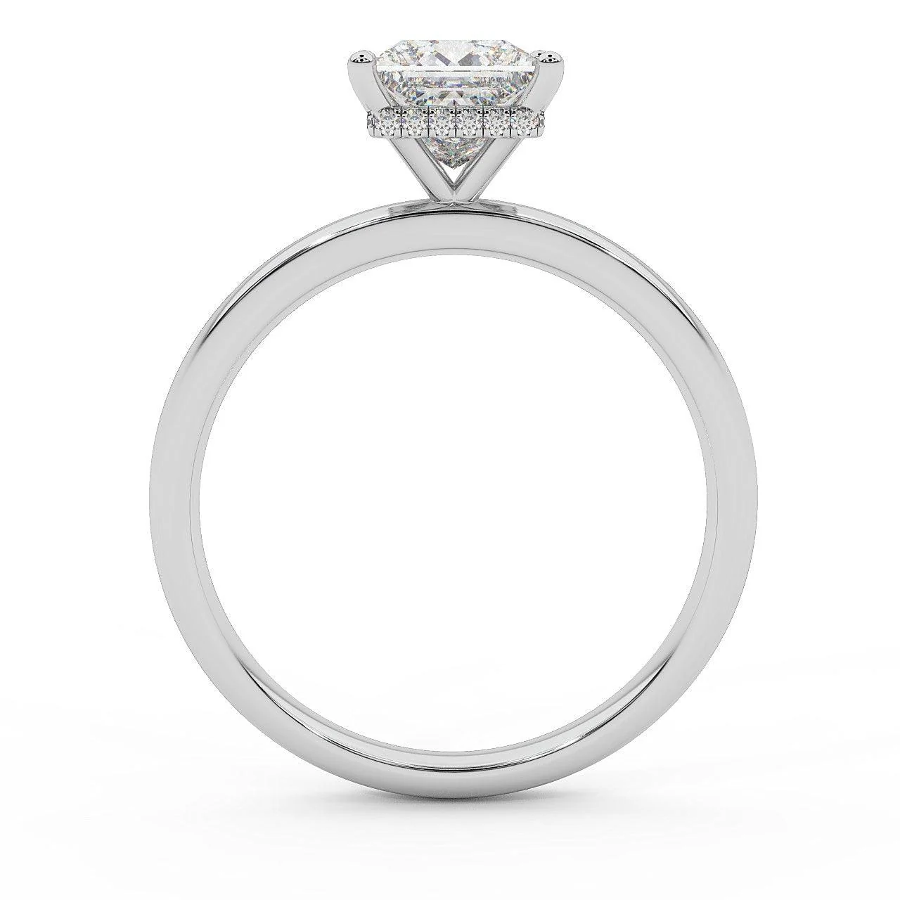 Certified Princess Diamond Hidden Halo Engagement Ring - Image 3