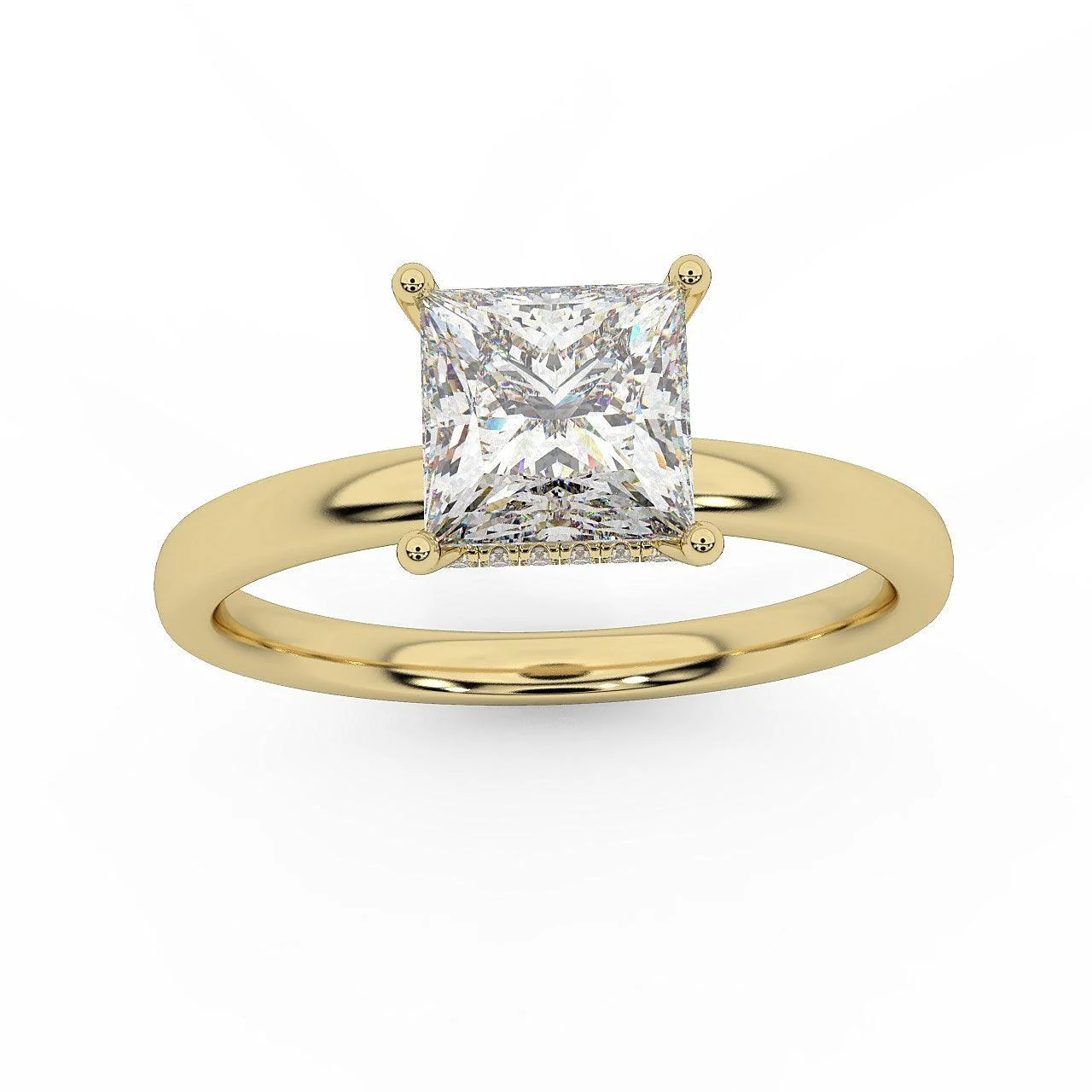 Certified Princess Diamond Hidden Halo Engagement Ring - Image 6