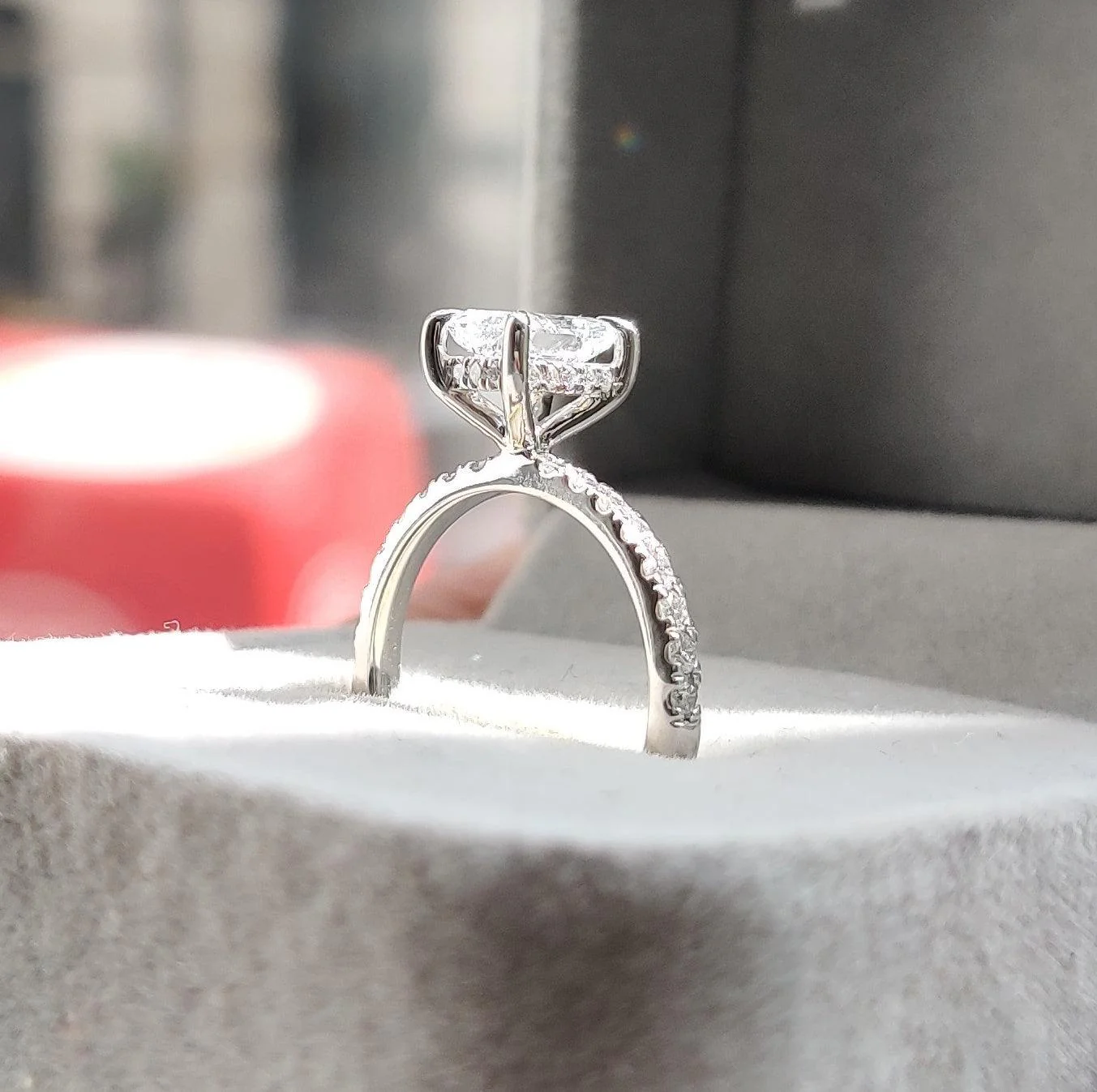 Certified F/VS 1.40Ct Radiant & Diamond Hidden Halo Engagement Ring in Platinum - Image 2