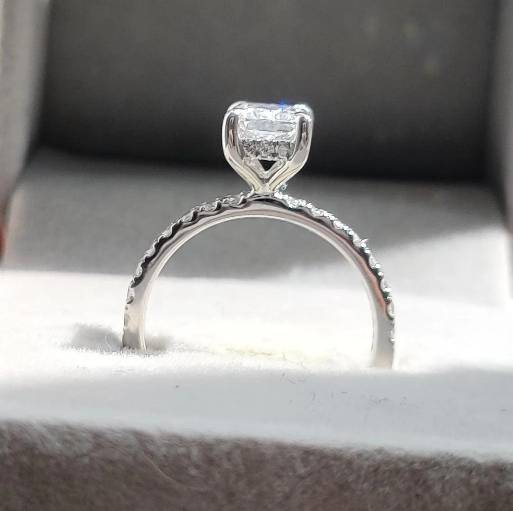 Certified F/VS 1.40Ct Radiant & Diamond Hidden Halo Engagement Ring in Platinum - Image 6