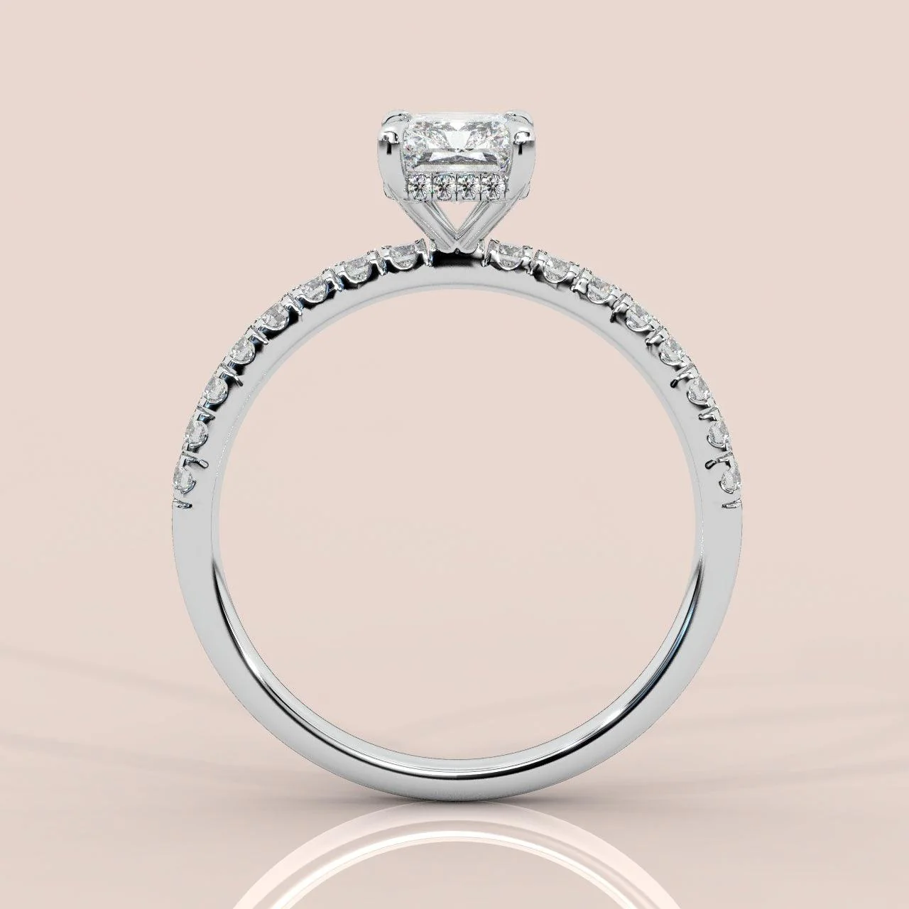 IGI Certified D/VVS 2.50CT Radiant Diamond Hidden Halo Engagement Ring Platinum - Image 2