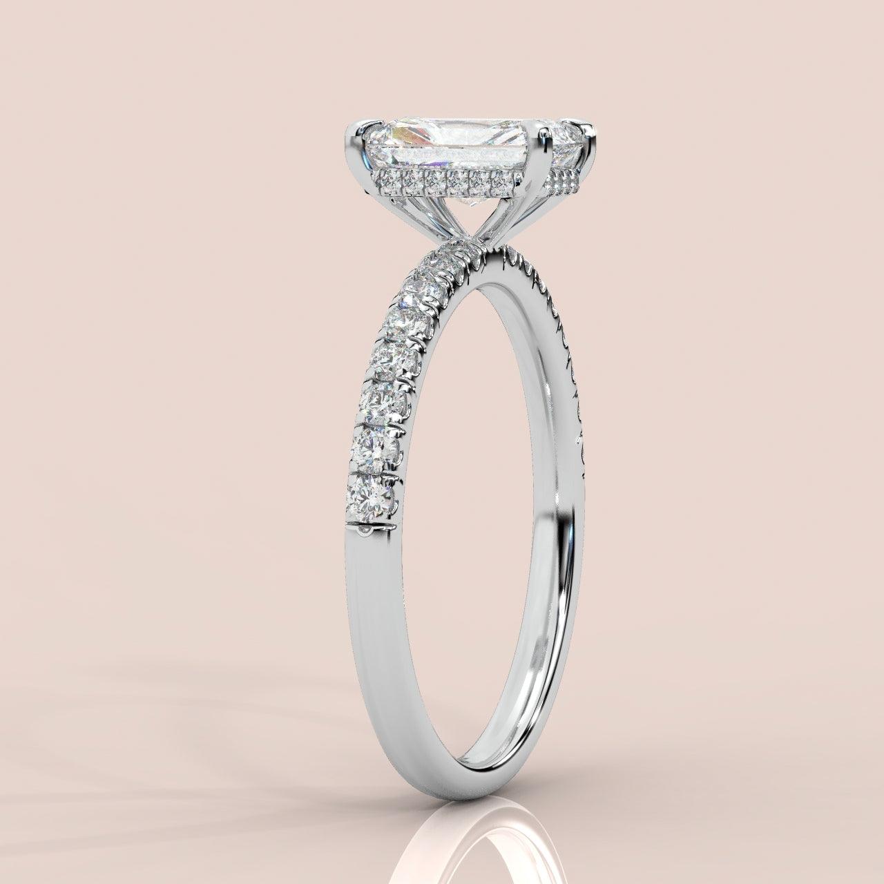 IGI Certified D/VVS 2.50CT Radiant Diamond Hidden Halo Engagement Ring Platinum - Image 3