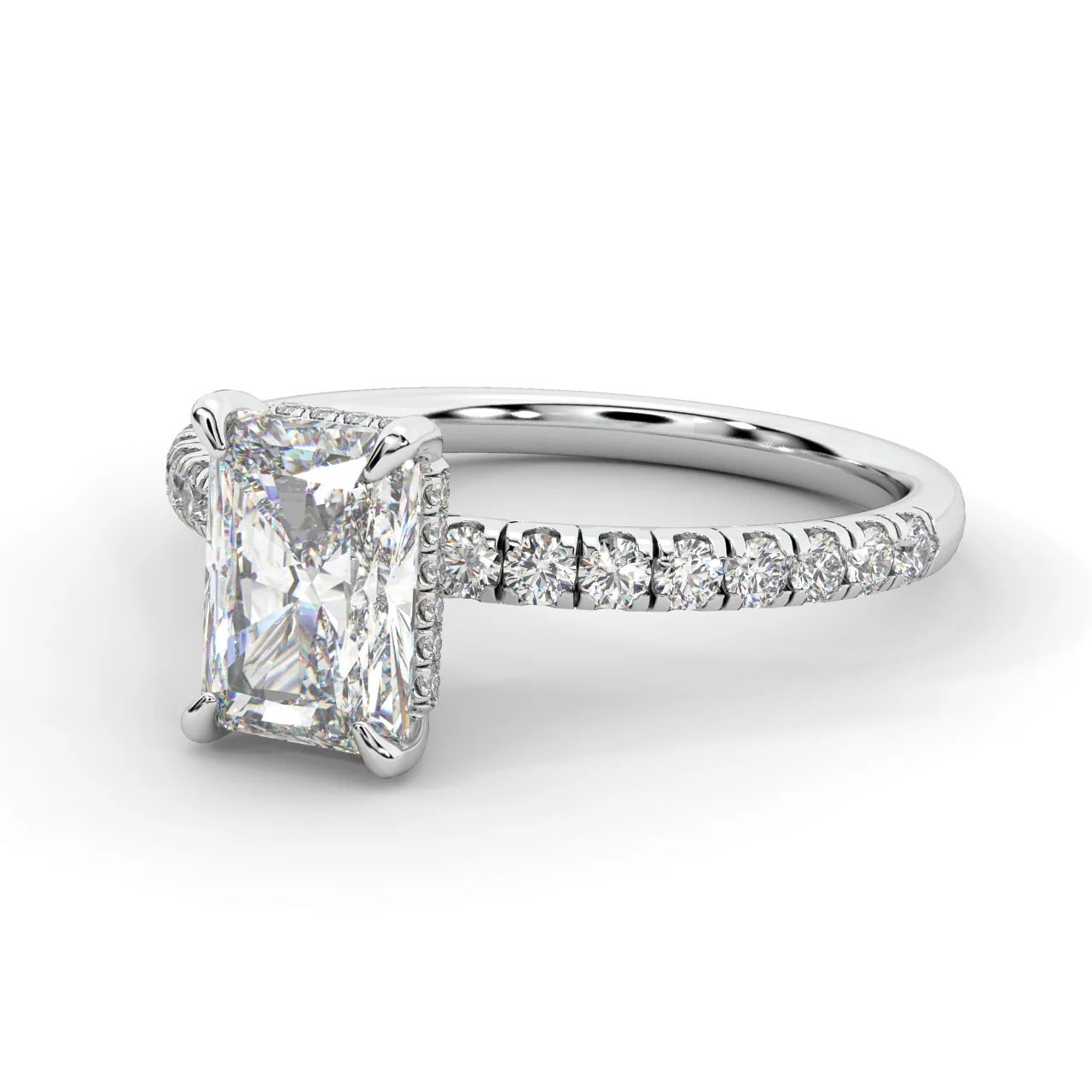 2.00CT E/VS IGI Certified Lab Radiant Diamond Engagement Ring with Hidden Halo in Platinum - Image 4