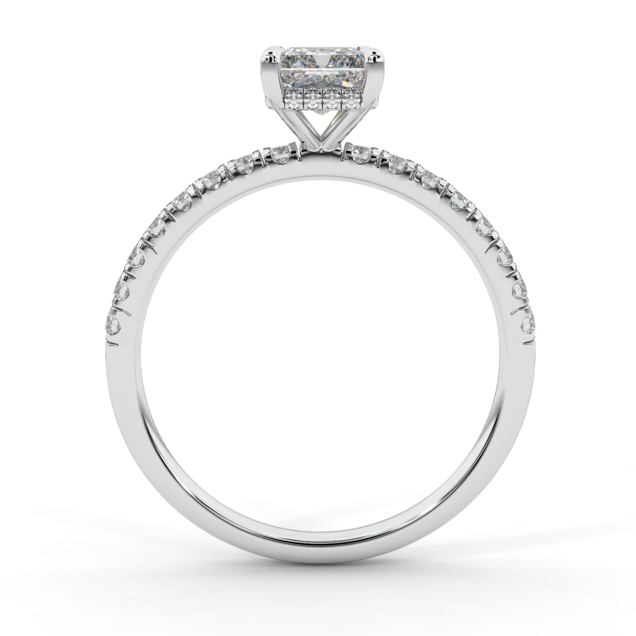 2.00CT E/VS IGI Certified Lab Radiant Diamond Engagement Ring with Hidden Halo in Platinum - Image 6
