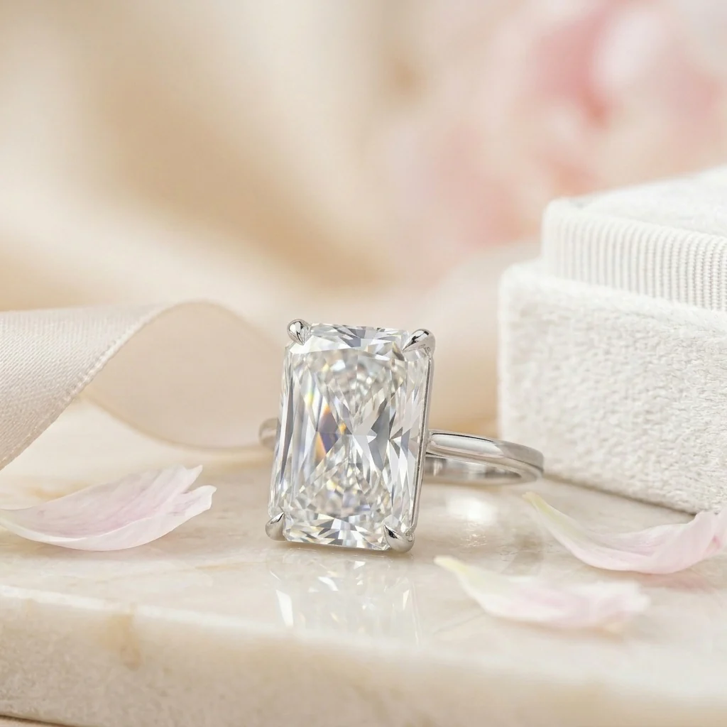 IGI Certified 8.50CT F/VS Radiant Lab Grown Diamond Engagement Ring - Image 4