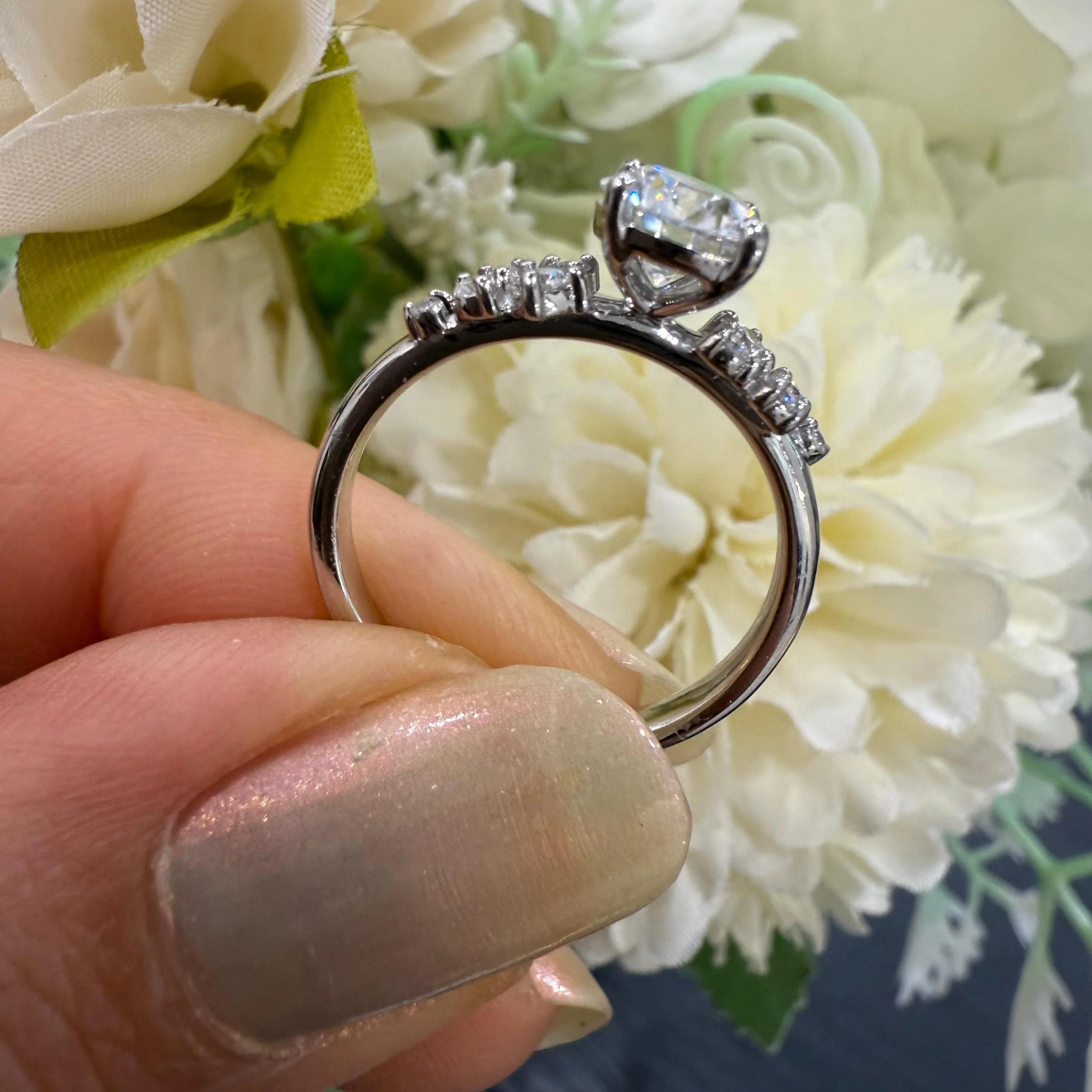 Certified Round Diamond Designer Hidden Halo Engagement Ring - Image 10